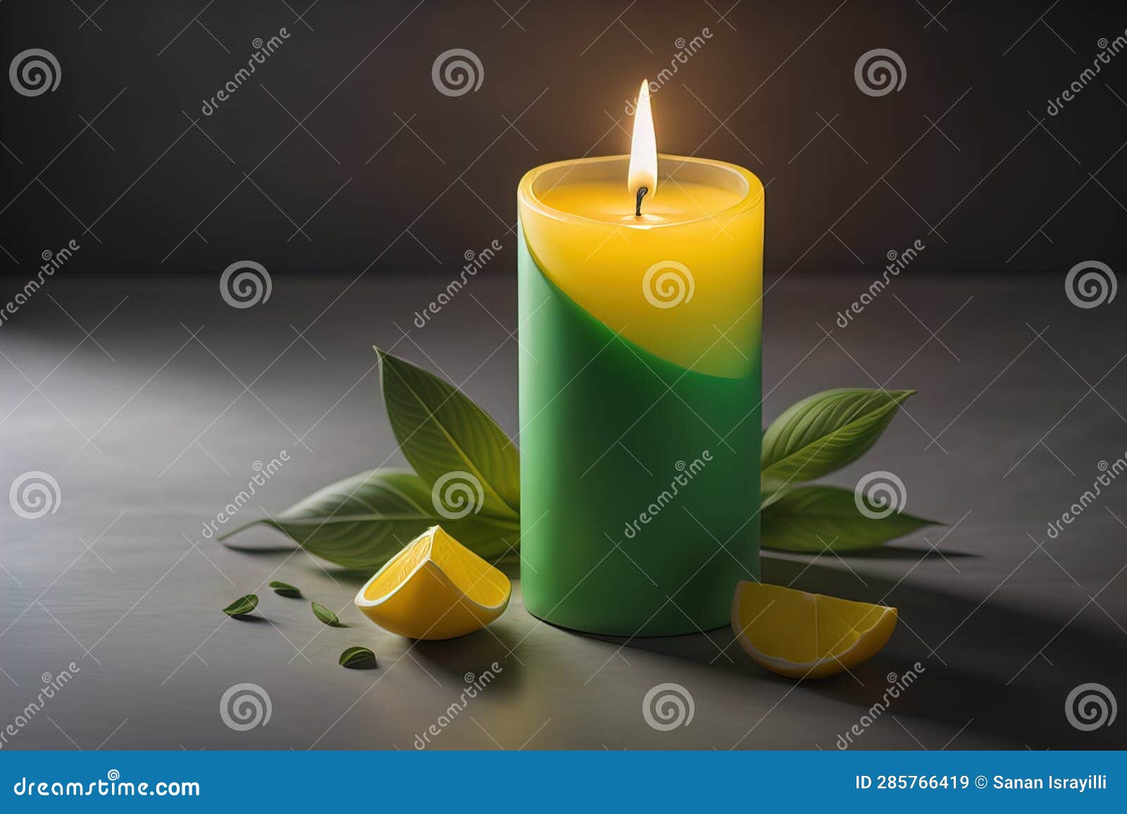 Creative Burning Candle on a Wooden Background. Ai Generative Stock