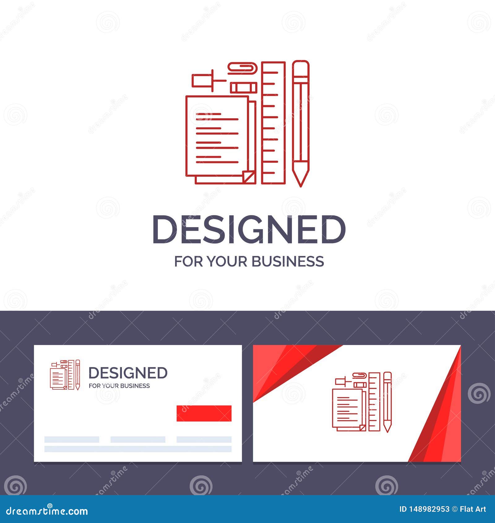 creative business card and logo template stationary, pencil, pen, notepad, pin  