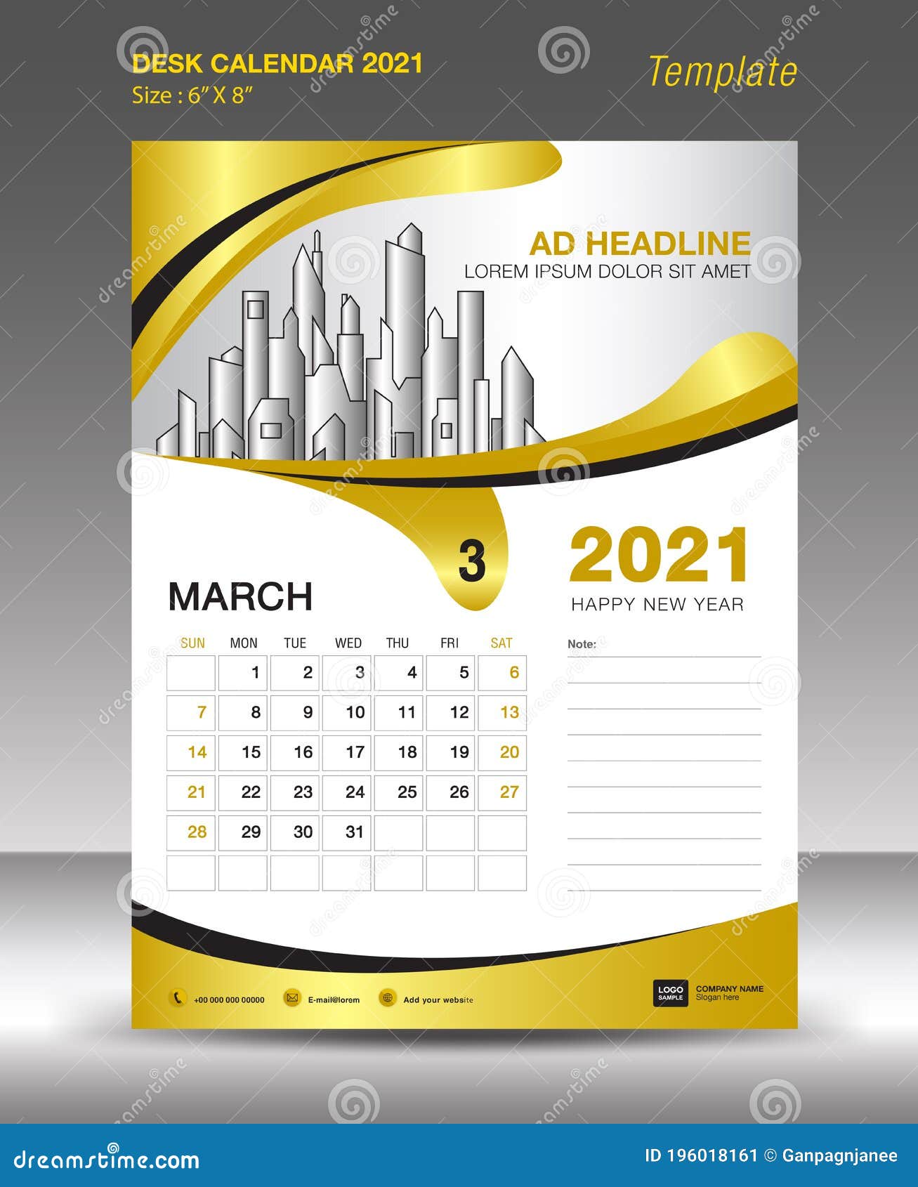 Template of 2018 calendar on orange background Vector Image