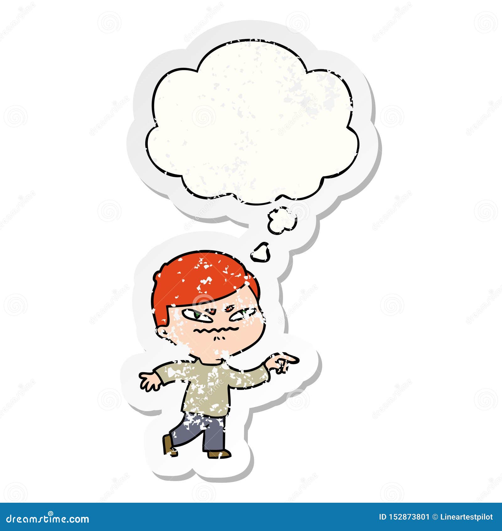 A Creative Cartoon Angry Man Pointing And Thought Bubble ...