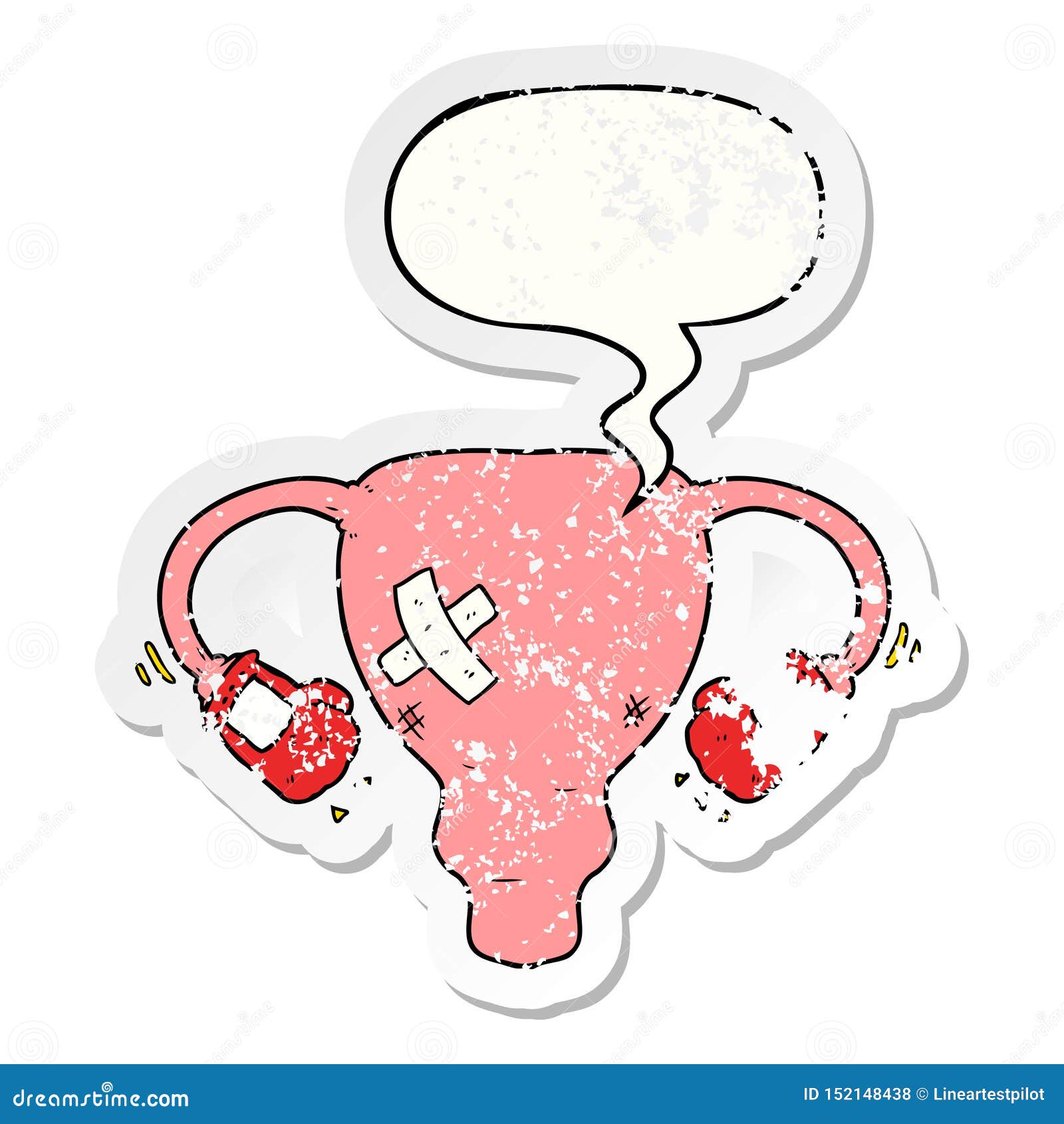 A Creative Cartoon Beat Up Uterus and Boxing Gloves and Speech Bubble ...