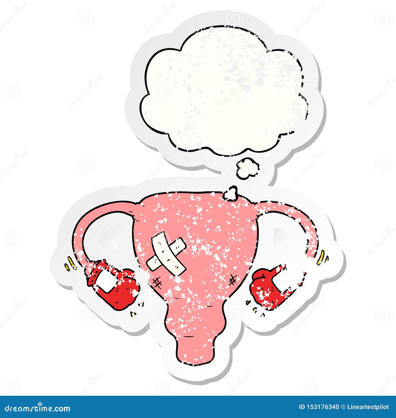 A Creative Cartoon Beat Up Uterus with Boxing Gloves and Thought Bubble ...