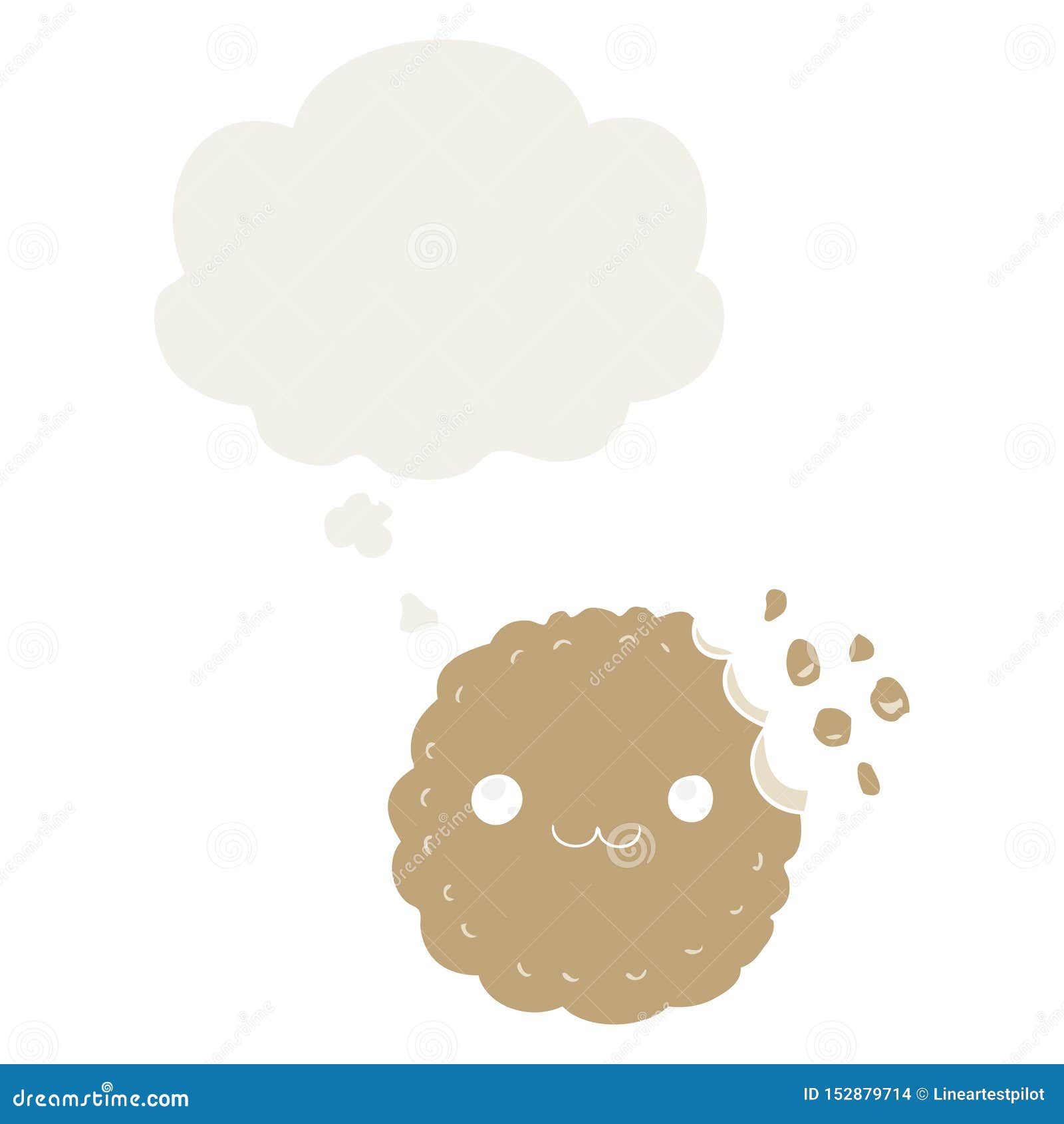 A Creative Cartoon Biscuit and Thought Bubble in Retro Style Stock