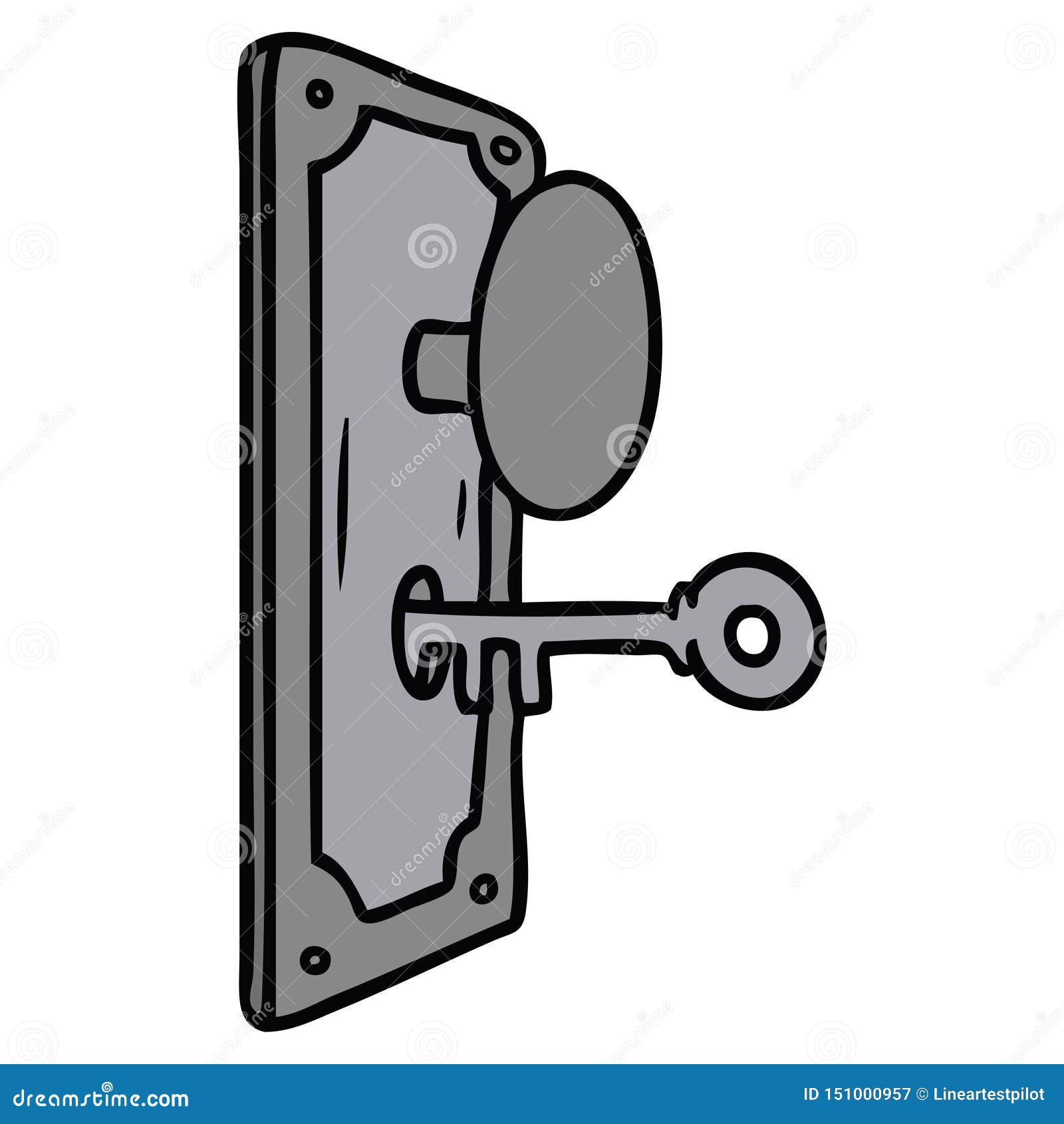 A Creative Cartoon Doodle of a Door Handle Stock Vector Illustration