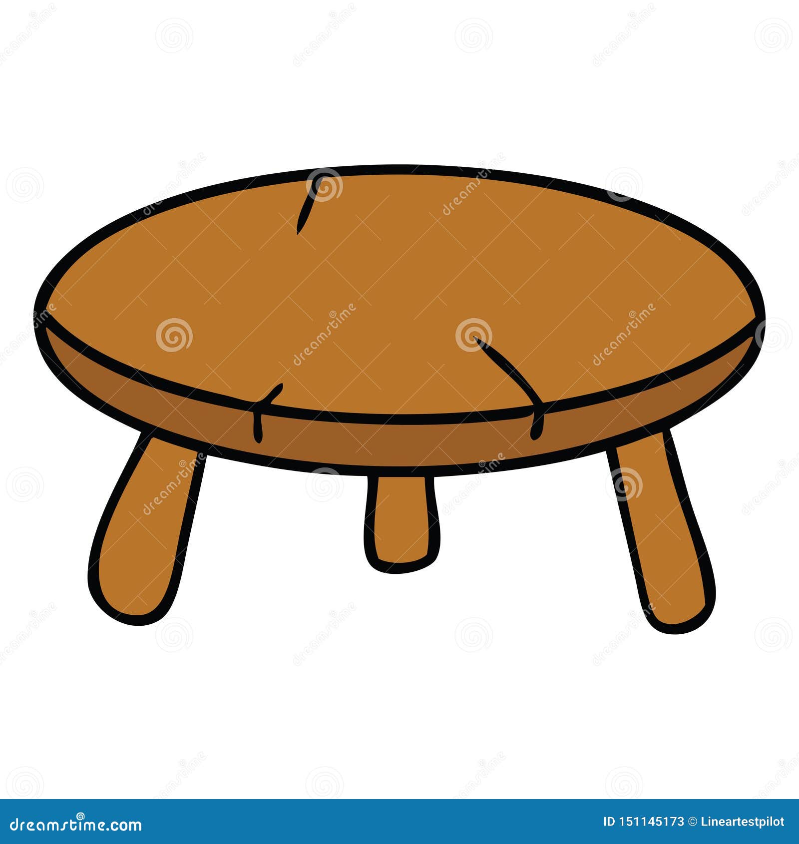 A Creative Cartoon Doodle of a Wooden Stool Stock Vector Illustration