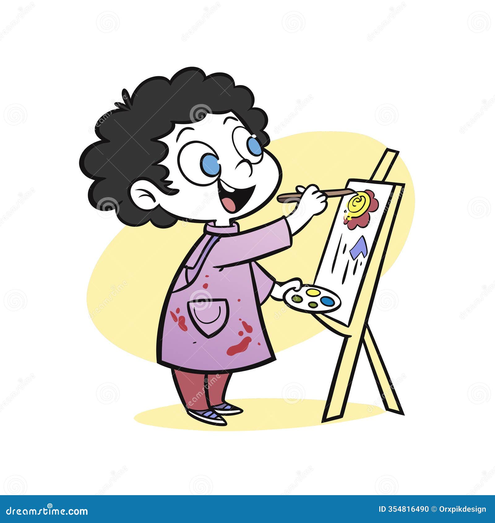 creative cartoon girl in dynamic pose