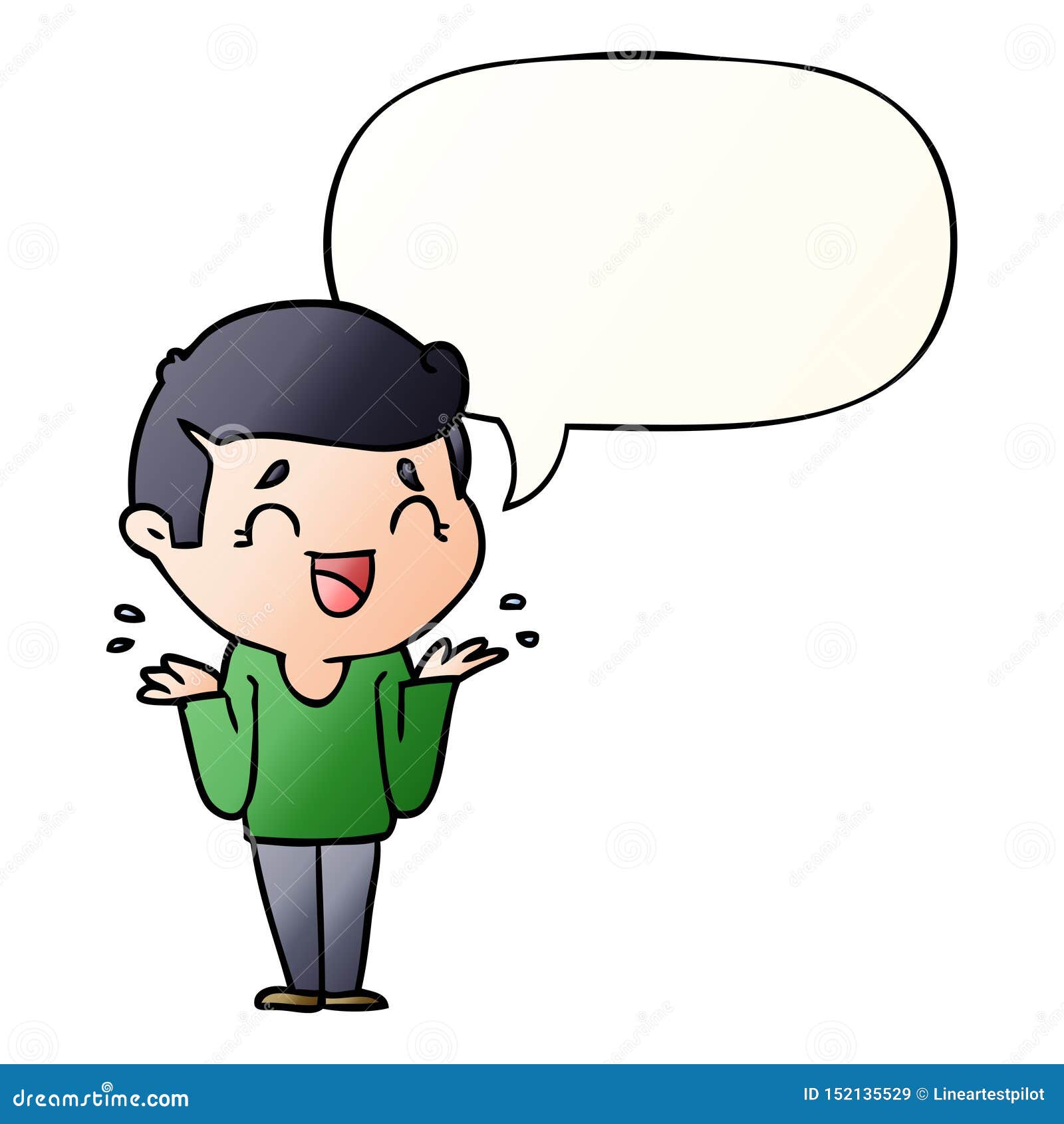 A Creative Cartoon Laughing Confused Man And Speech Bubble In Smooth
