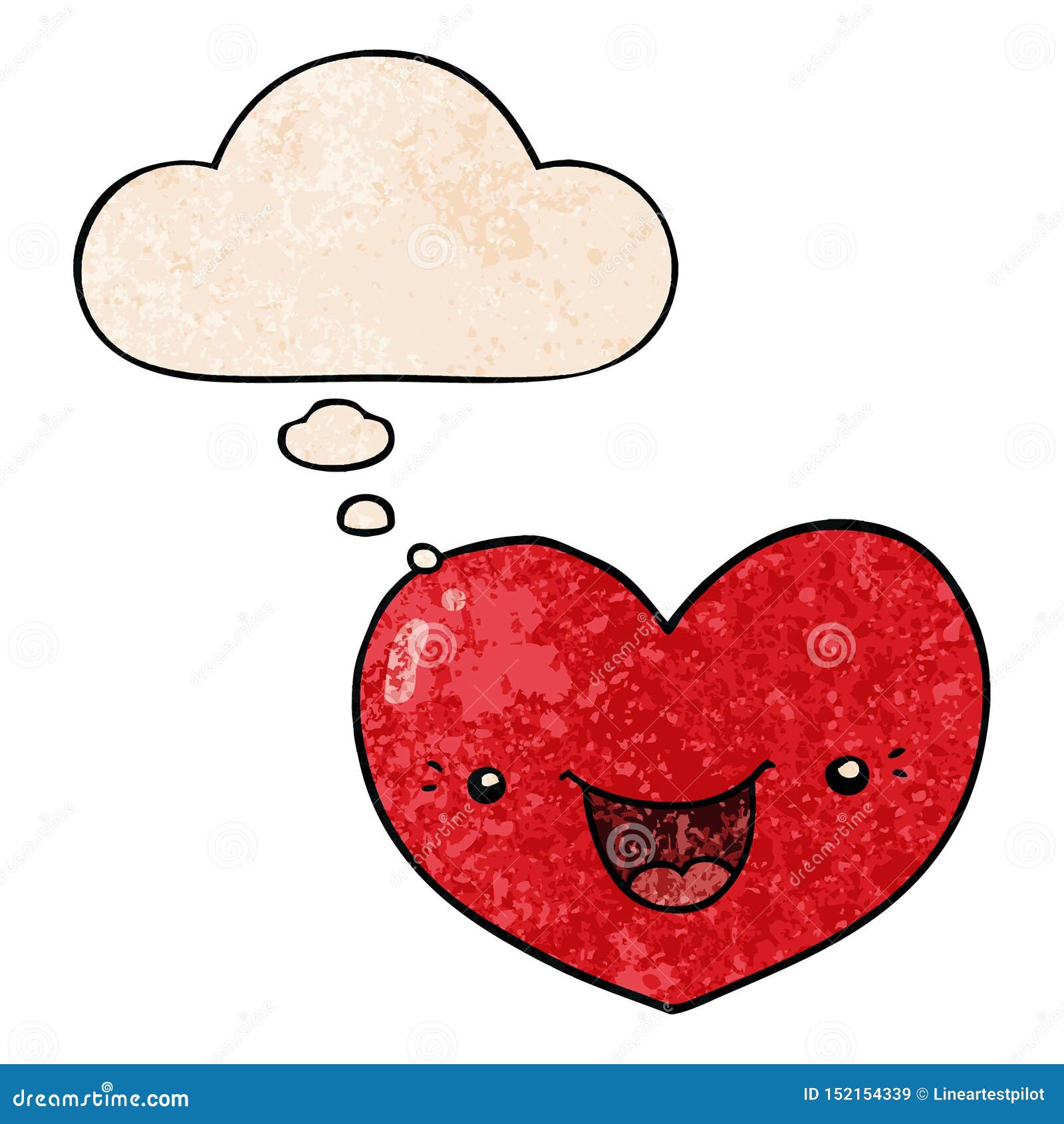 A Creative Cartoon Love Heart Character And Thought Bubble