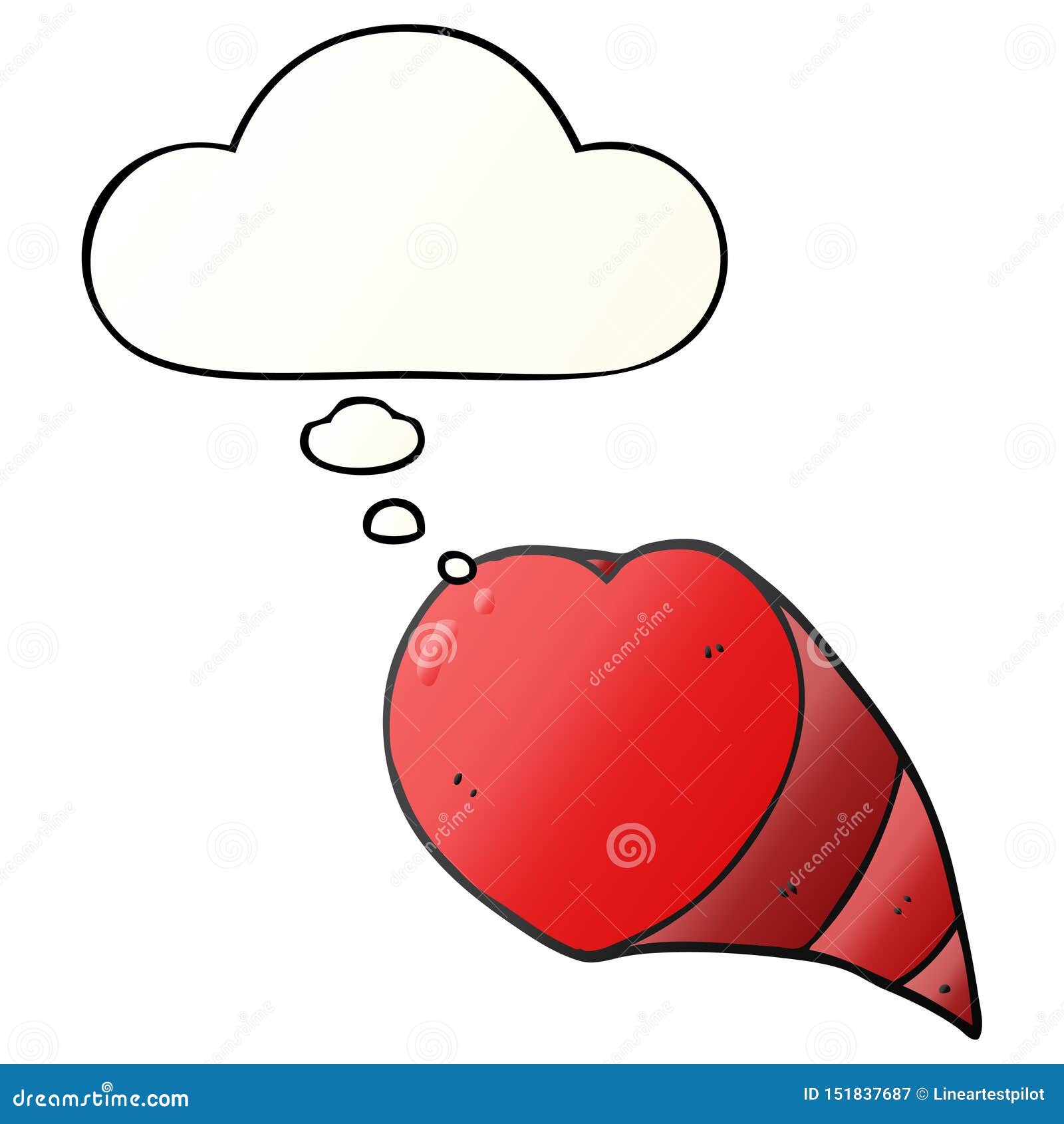 A Creative Cartoon Love Heart Symbol And Thought Bubble In
