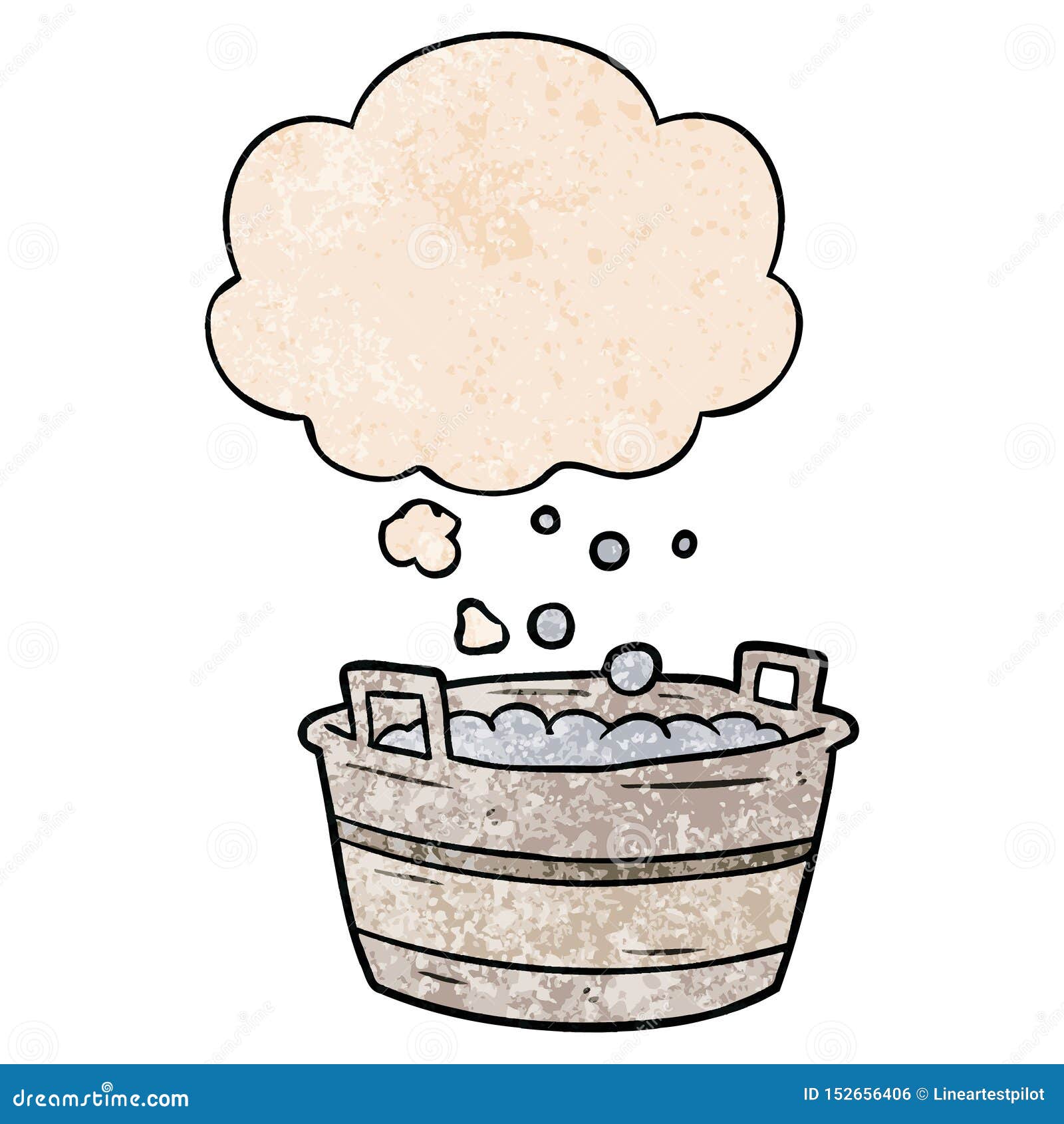 A Creative Cartoon Old Tin Bath and Thought Bubble in Grunge Texture