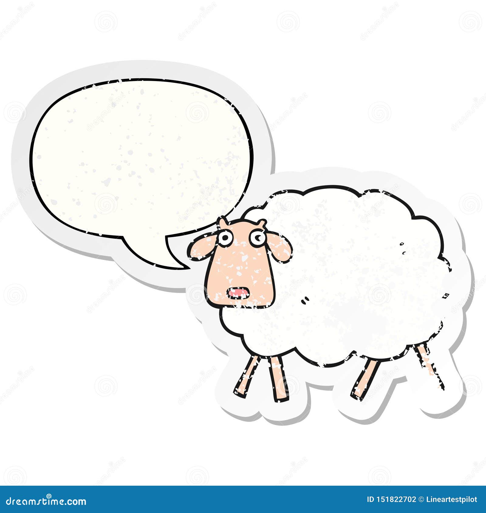 A Creative Cartoon Sheep And Speech Bubble Distressed