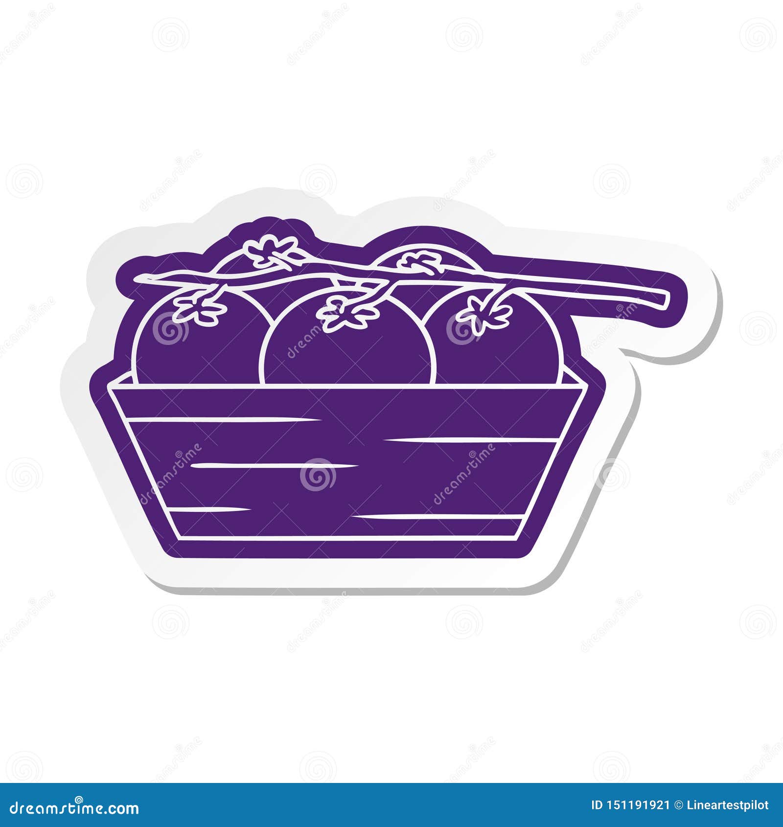 A Creative Cartoon Sticker of a Box of Tomatoes Stock Vector
