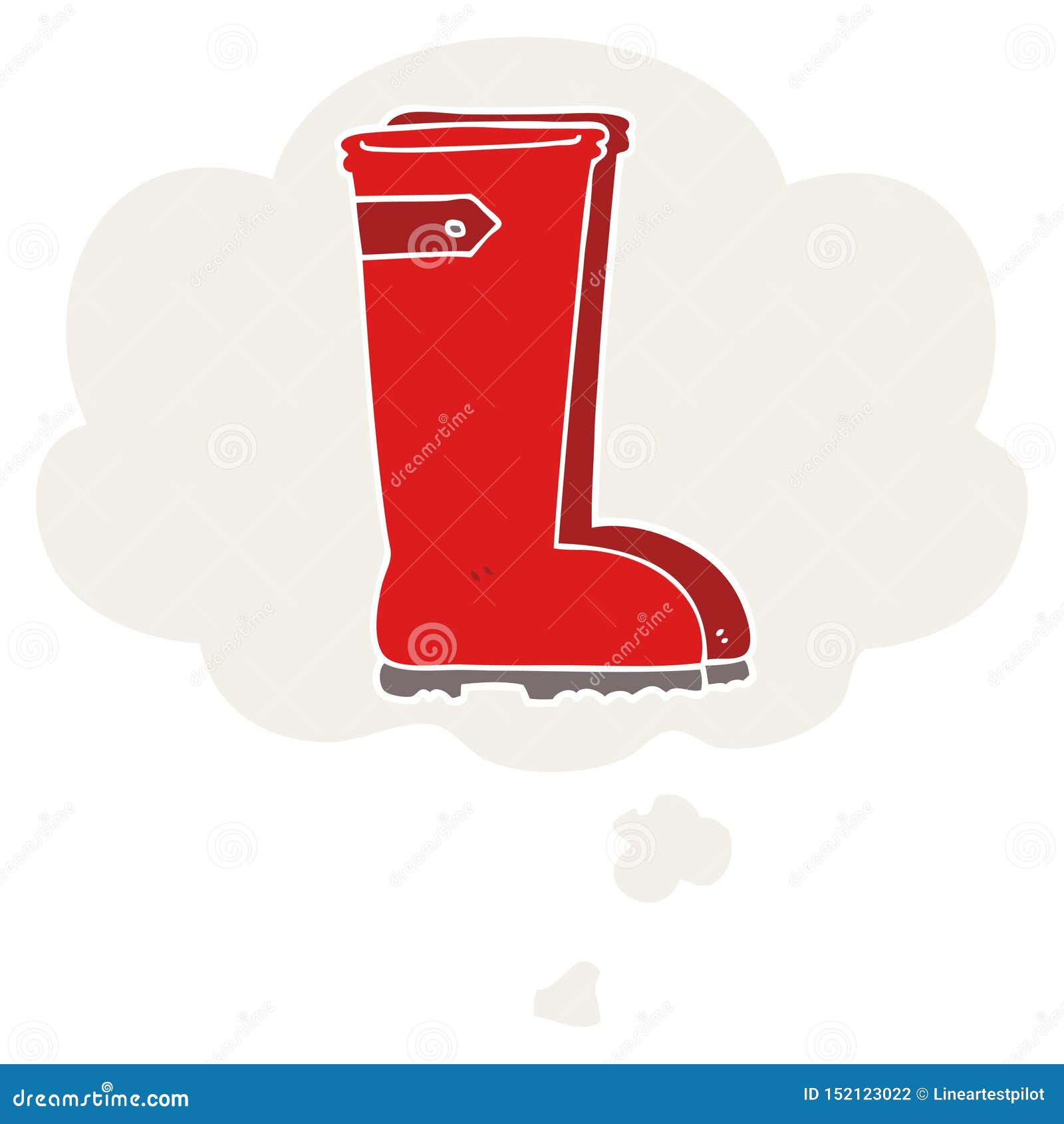 A Creative Cartoon Wellington Boots and Thought Bubble in Retro Style