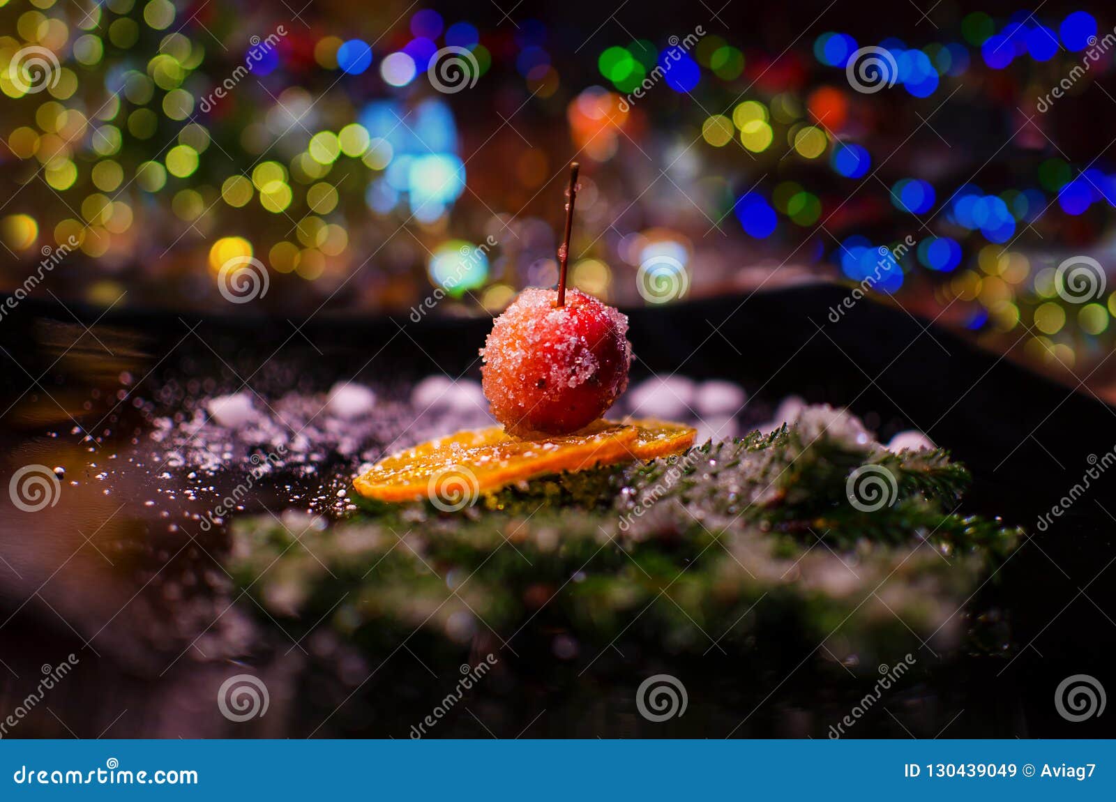 Christmas Setting Festive Decorations with Cherry Stock Image Image