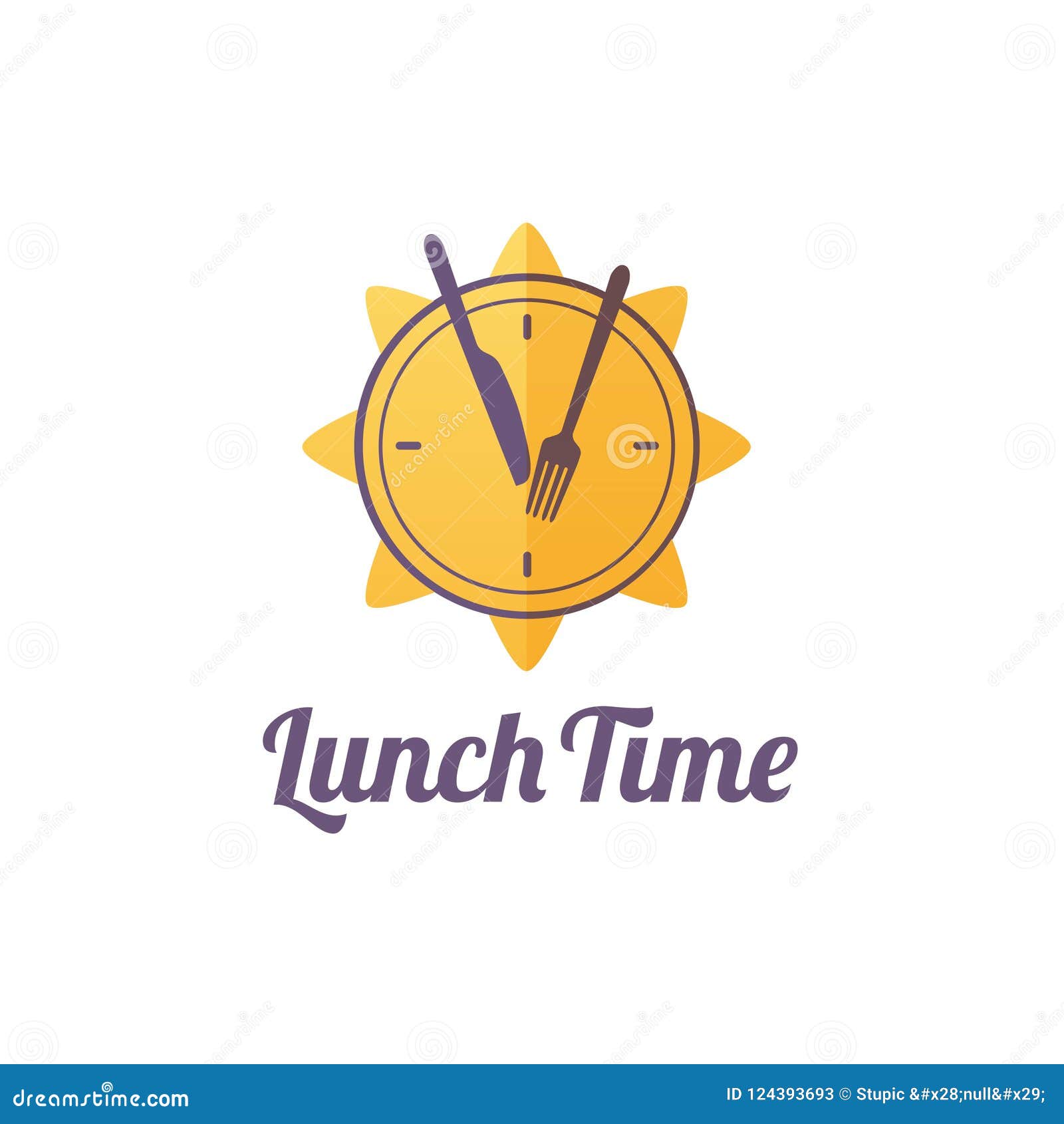 Creative Lunch Time Logo Design Vector Art Logo Stock Illustration