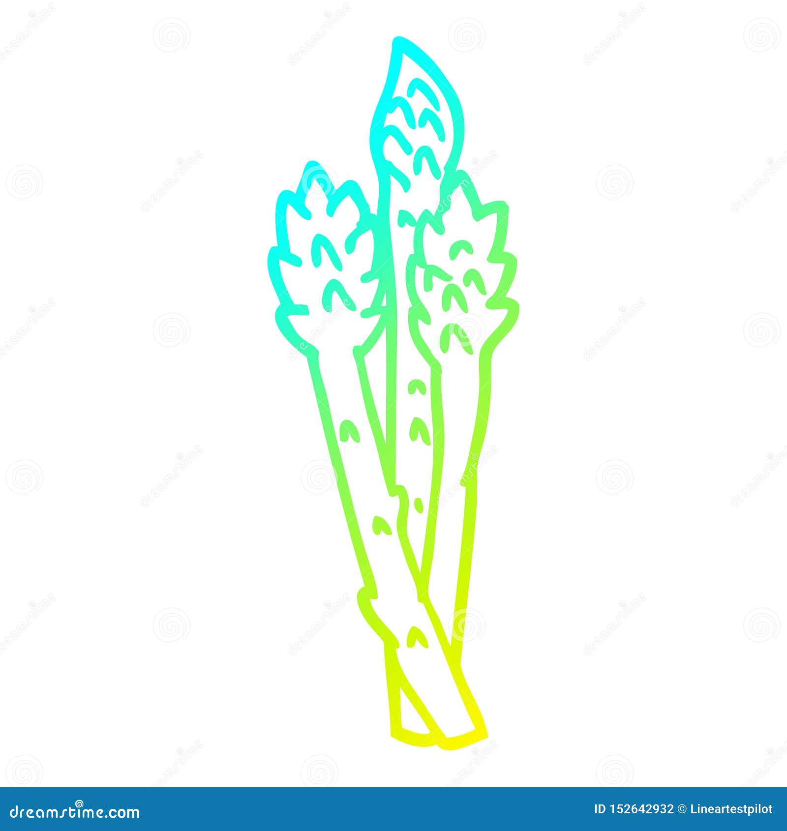 A Creative Cold Gradient Line Drawing Cartoon Asparagus Plant Stock