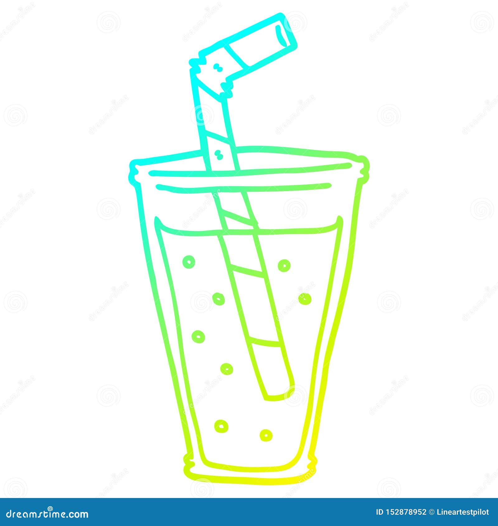 A Creative Cold Gradient Line Drawing Cartoon Fizzy Drink Stock Vector