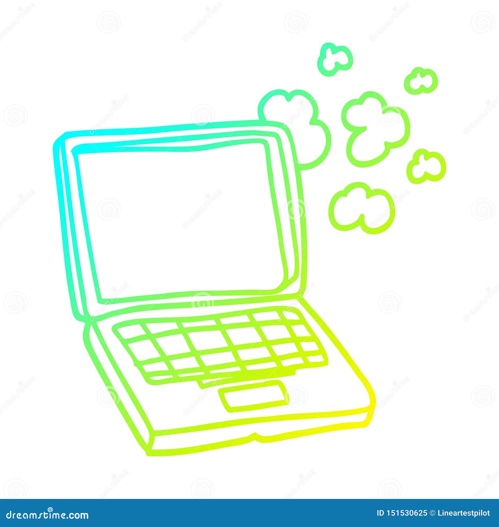 A Creative Cold Gradient Line Drawing Cartoon Laptop Computer Stock Vector  - Illustration of quirky, cute: 151530625