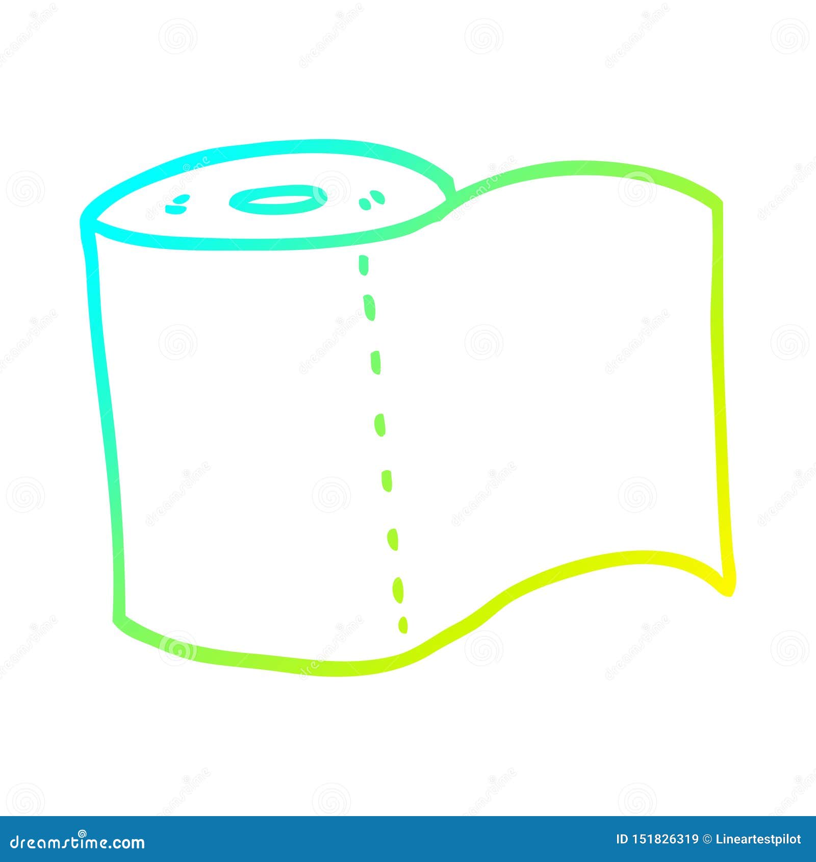 A Creative Cold Gradient Line Drawing Cartoon Toilet Roll Stock Vector