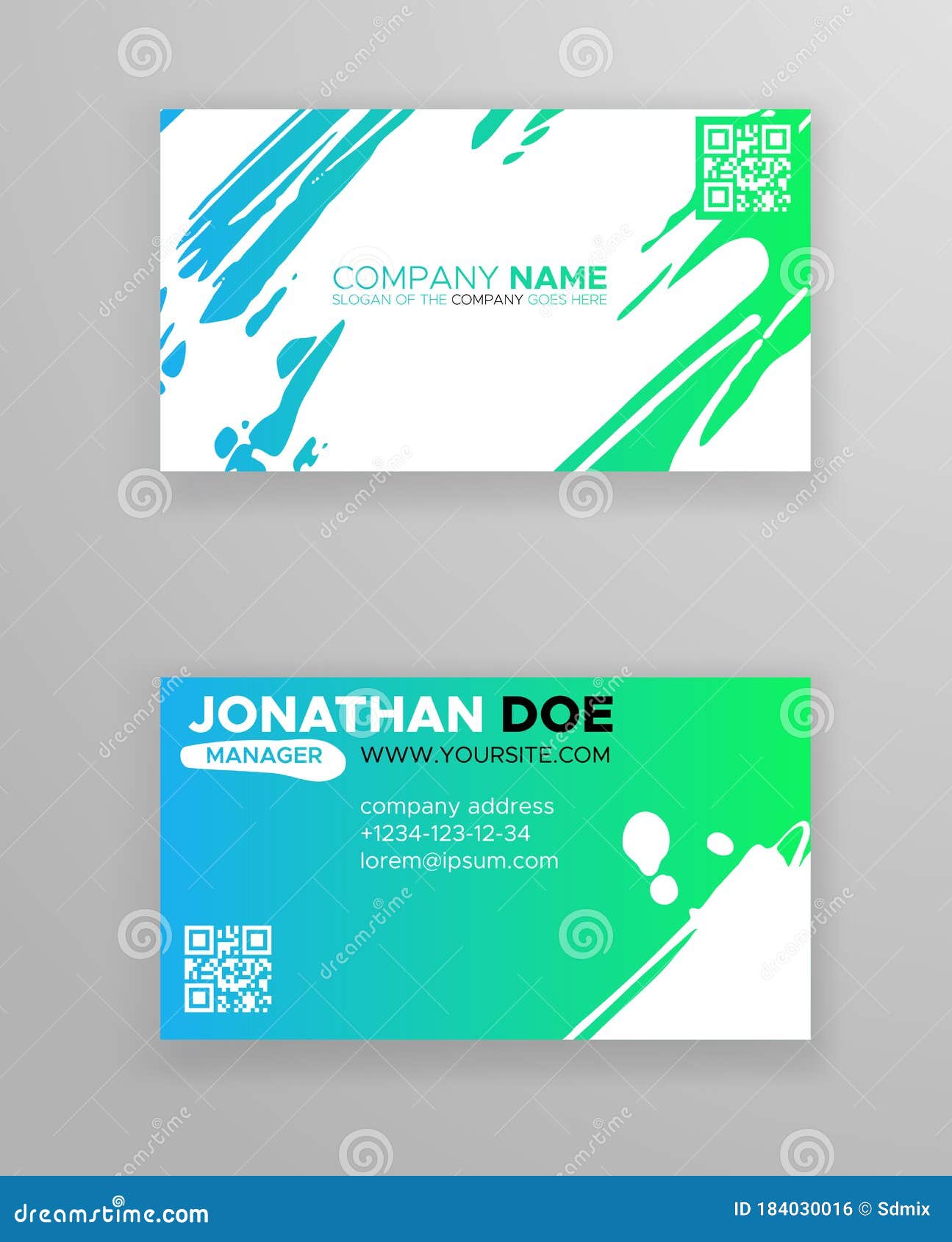Creative Color Business Card Templates With Minimalistic Design Abstract Ink Brush Strokes Stock Vector Illustration Of Green Abstract 184030016