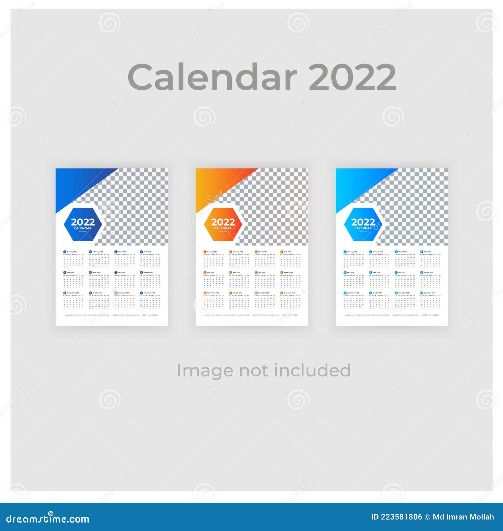 Creative Colorful Gradient Business One Page Wall Calendar Template Premium Vector Design 2022 Stock Vector - Illustration Of Year, Plan: 223581806