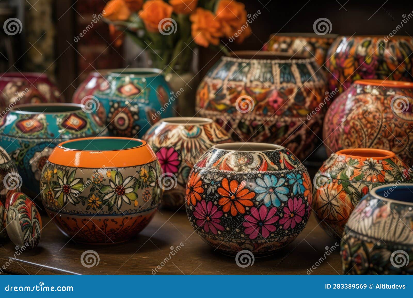 Creative and Colorful Pottery, with Patterns and Designs Created by the