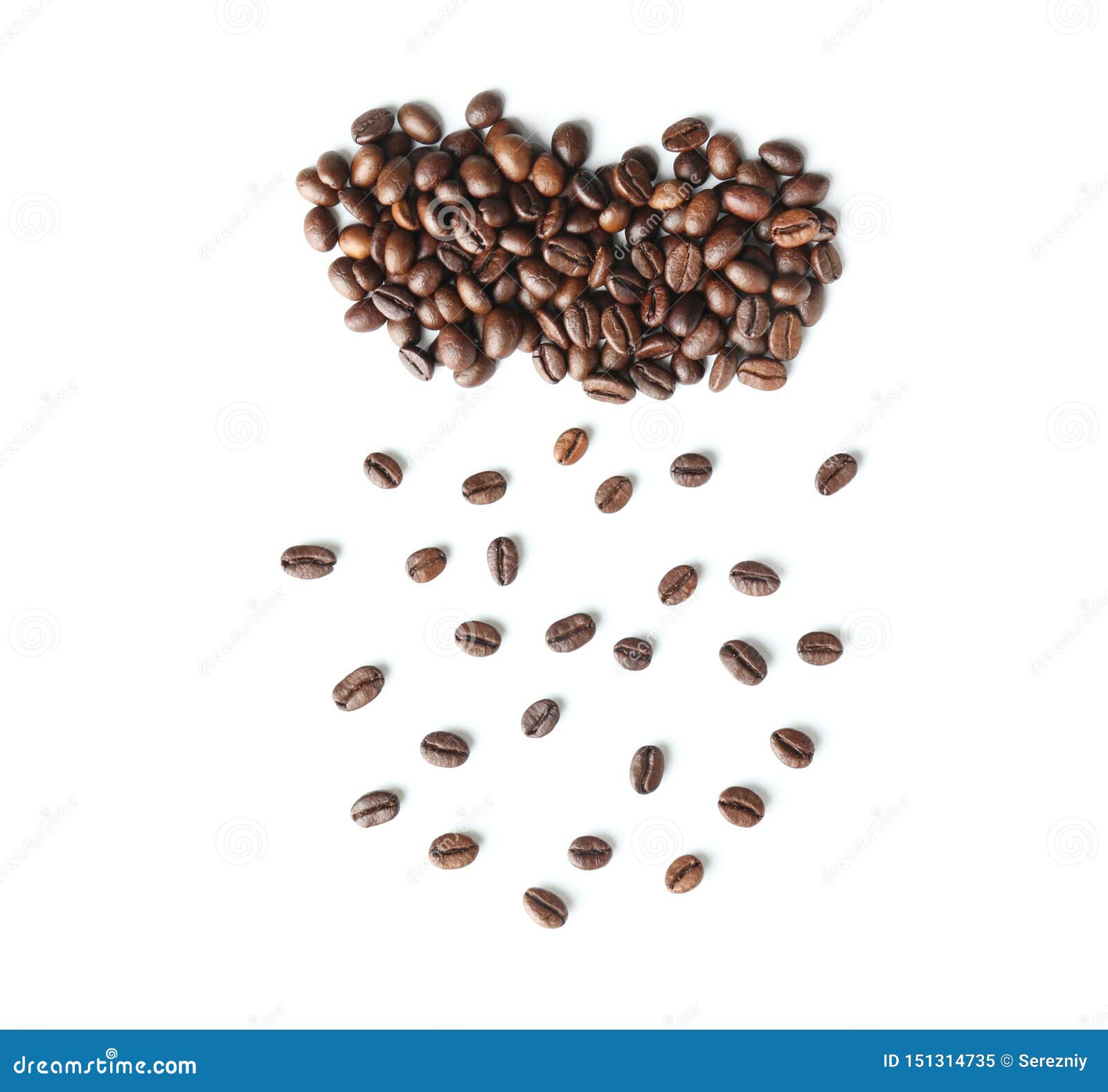 Creative Composition with Roasted Coffee Beans on White Background