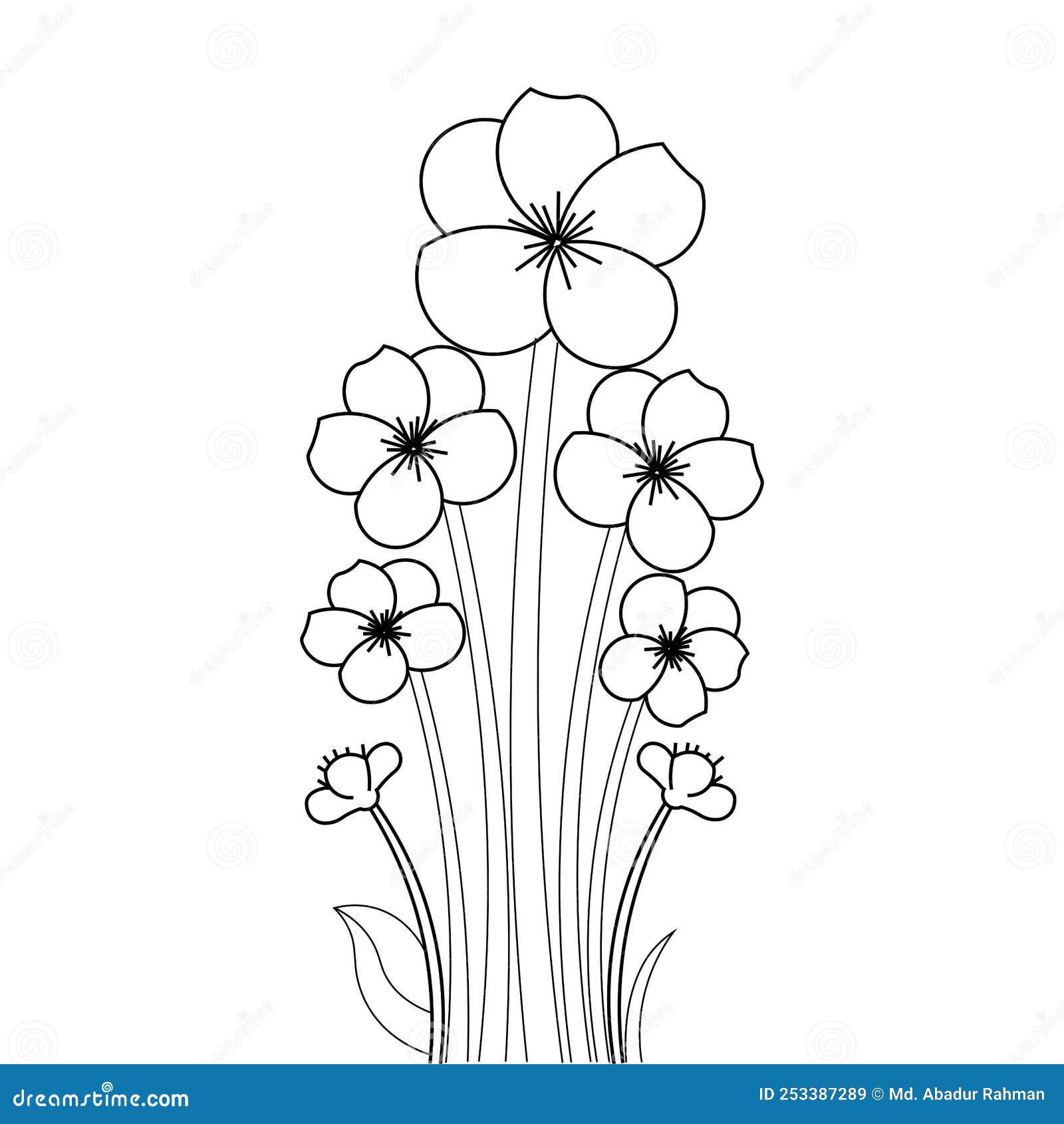 Creative Contour Outline Coloring Page Drawing on White Background Stock  Vector - Illustration of flora, contour: 253387289