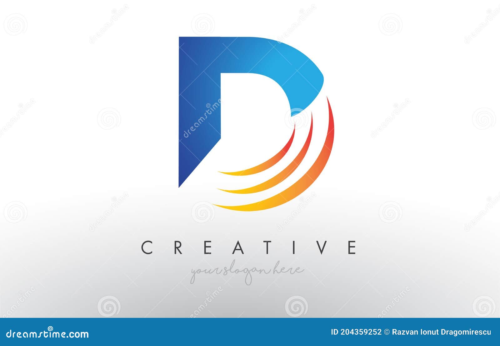 Creative Corporate D Letter Logo Icon Design with Blue and Yellow ...