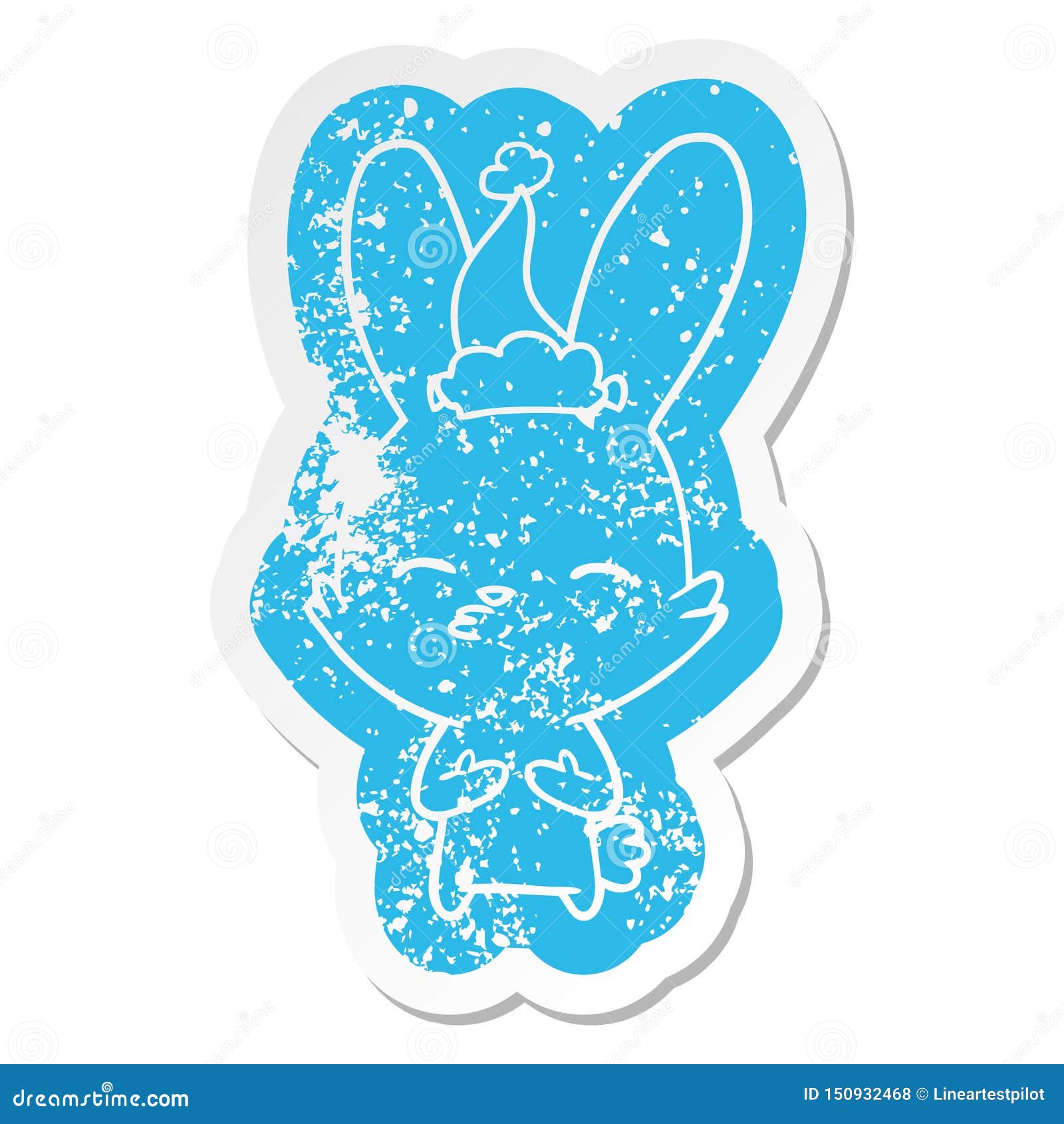 Download A Creative Curious Bunny Cartoon Distressed Sticker Of A ...