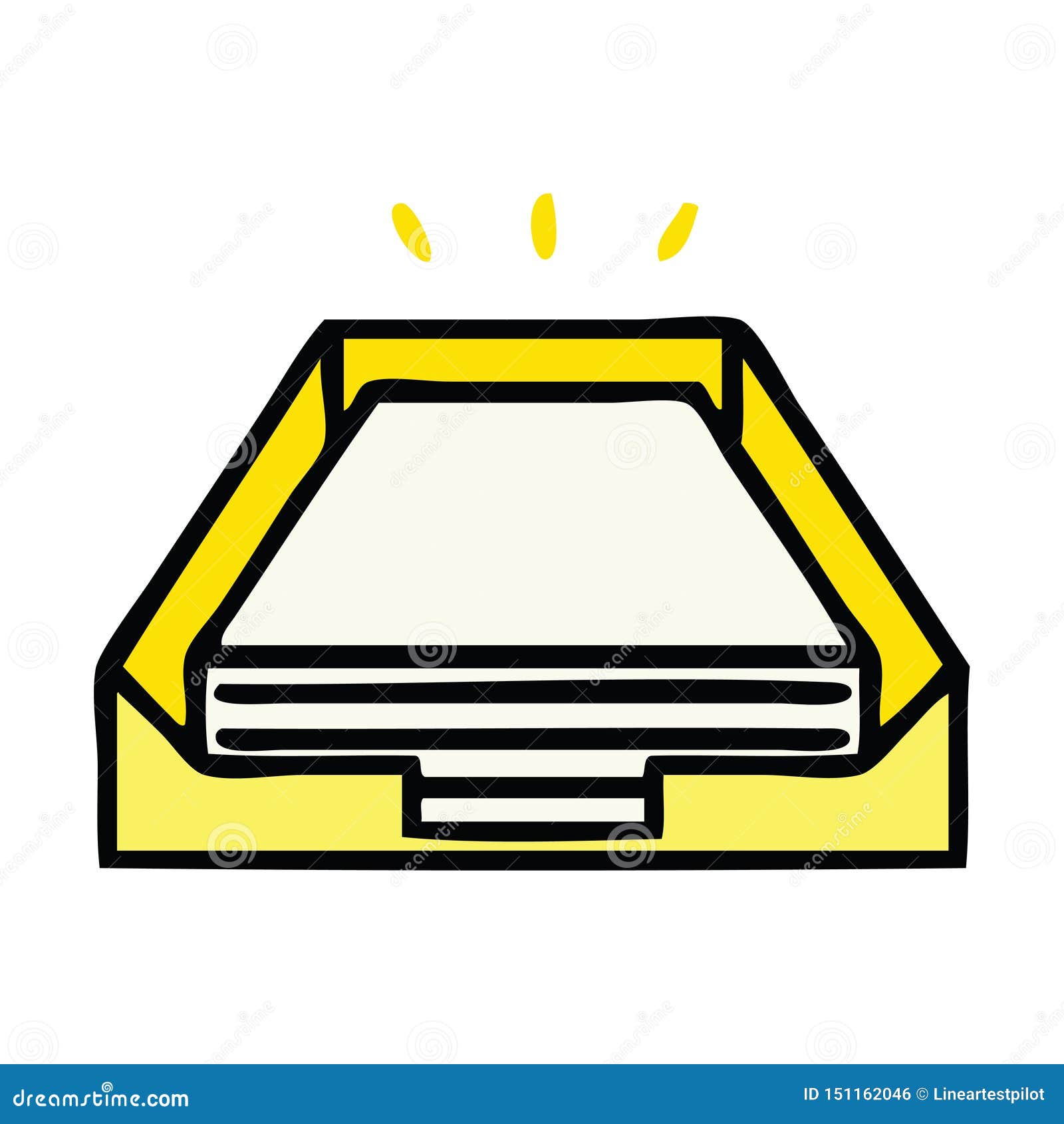A Creative Cute Cartoon Paper Stack in Tray Stock Vector Illustration