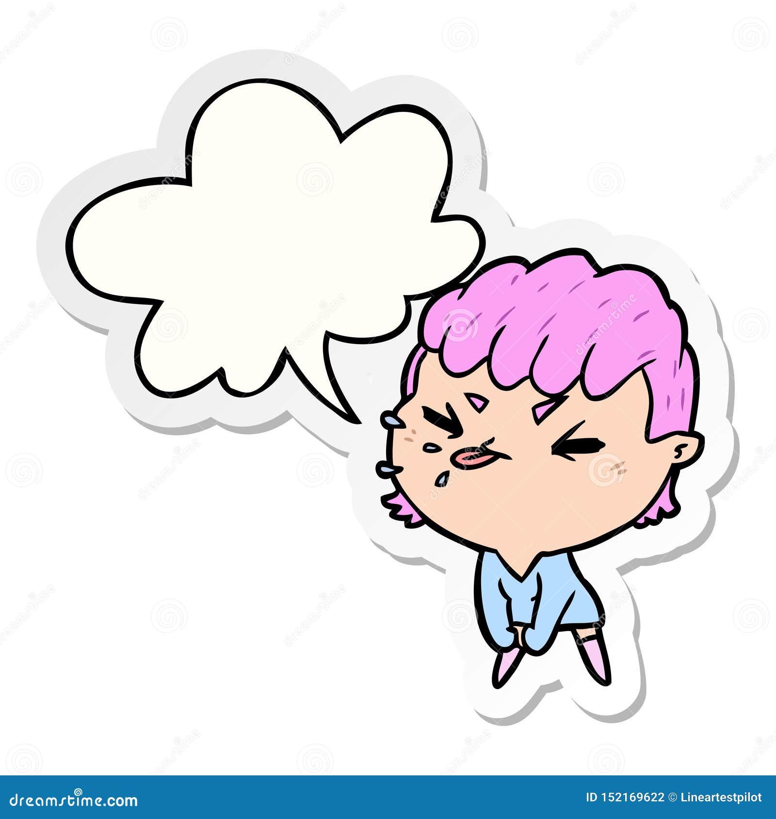 A Creative Cute Cartoon Rude Girl and Speech Bubble Sticker Stock Vector -  Illustration of quirky, cute: 152169622