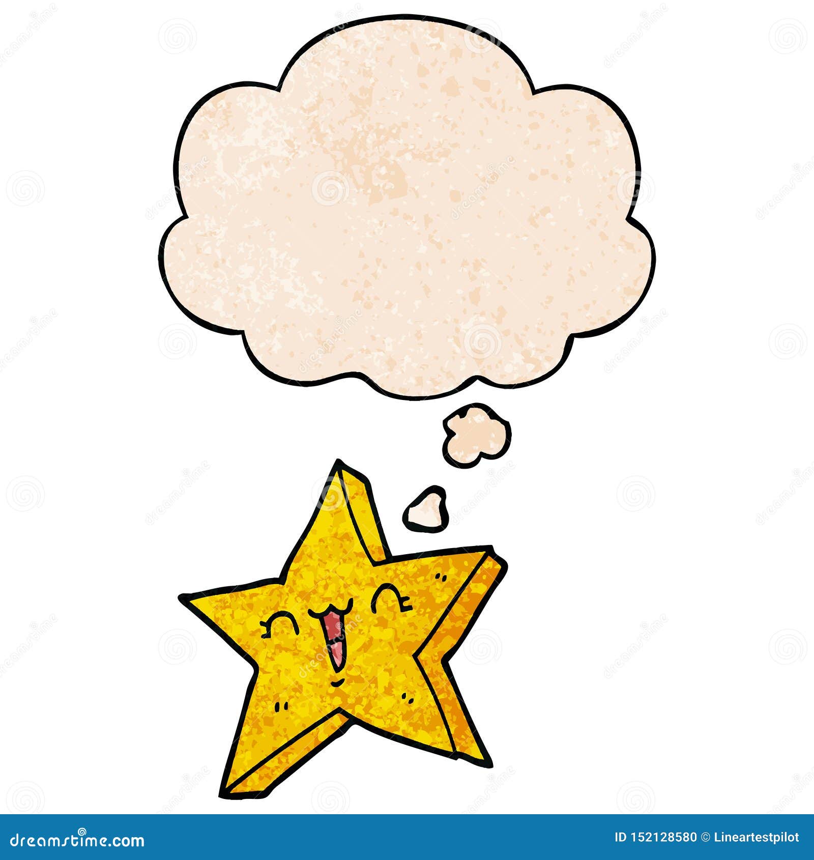 A Creative Cute Cartoon Star and Thought Bubble in Grunge Texture