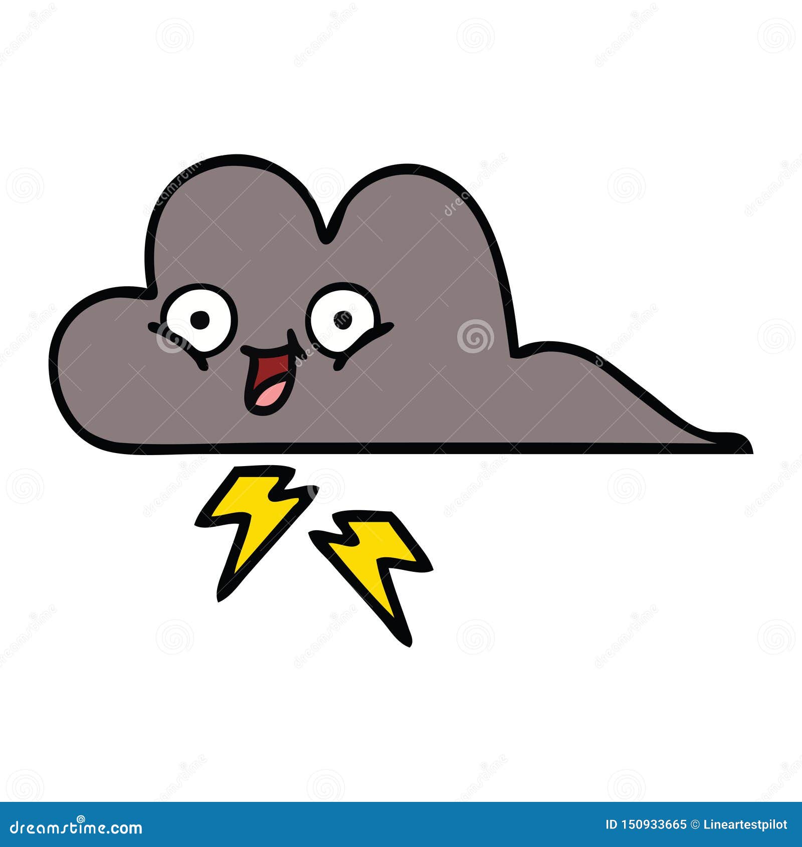 A Creative Cute Cartoon Storm Cloud Stock Vector - Illustration of ...