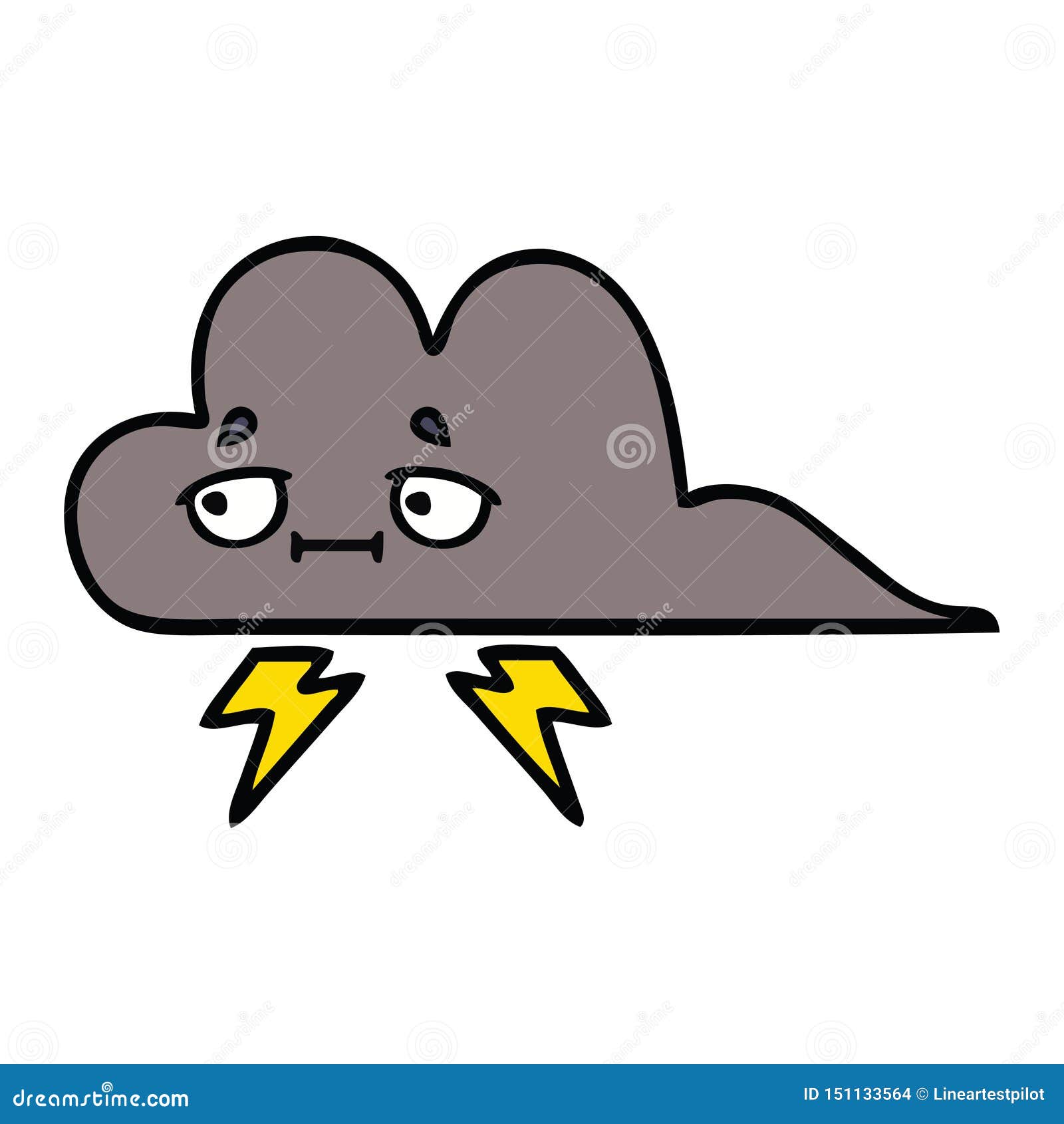 A Creative Cute Cartoon Storm Cloud Stock Vector - Illustration of ...