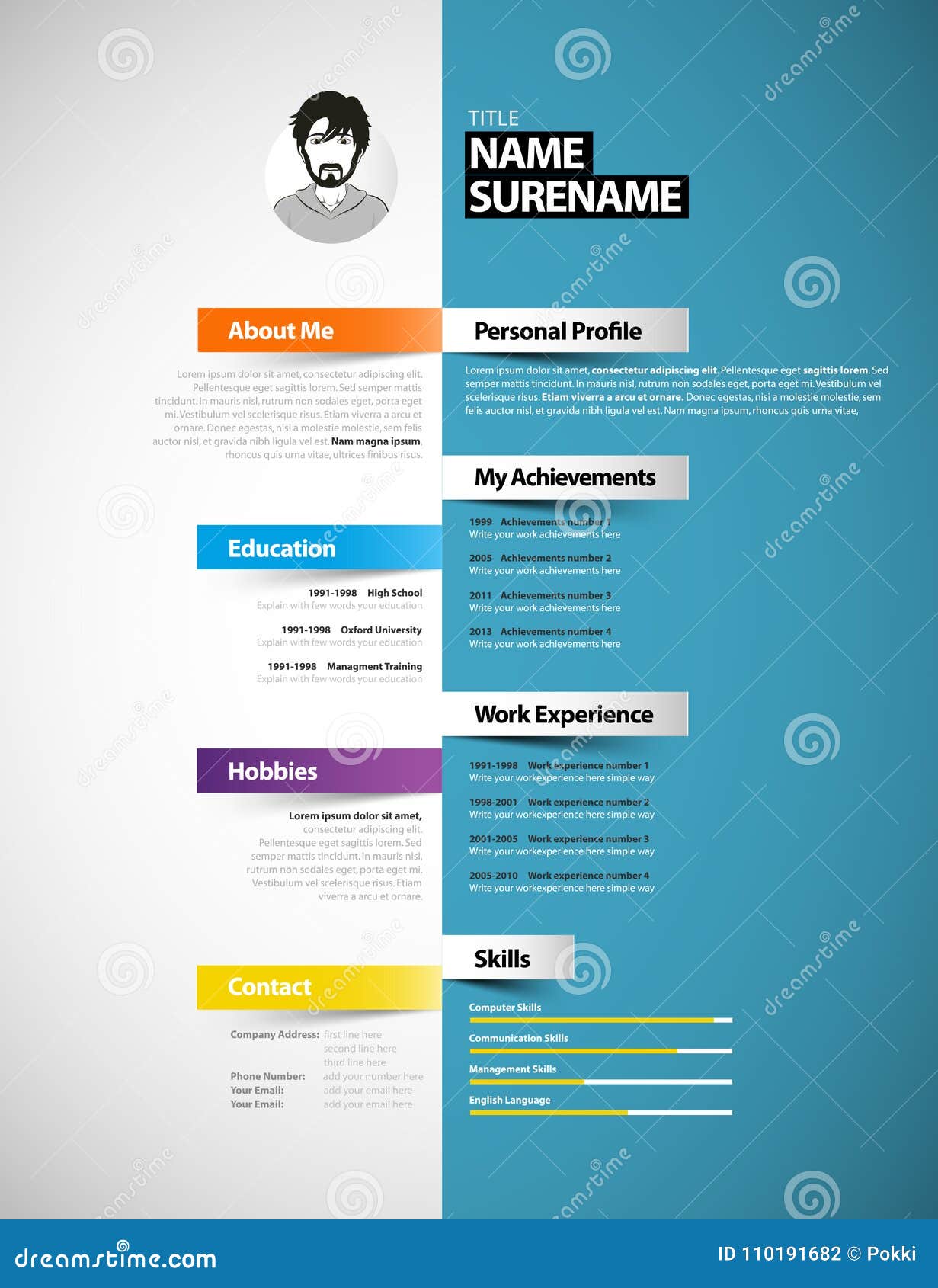 Onwijs Creative Cv Template With Paper Stripes. Stock Vector FS-14