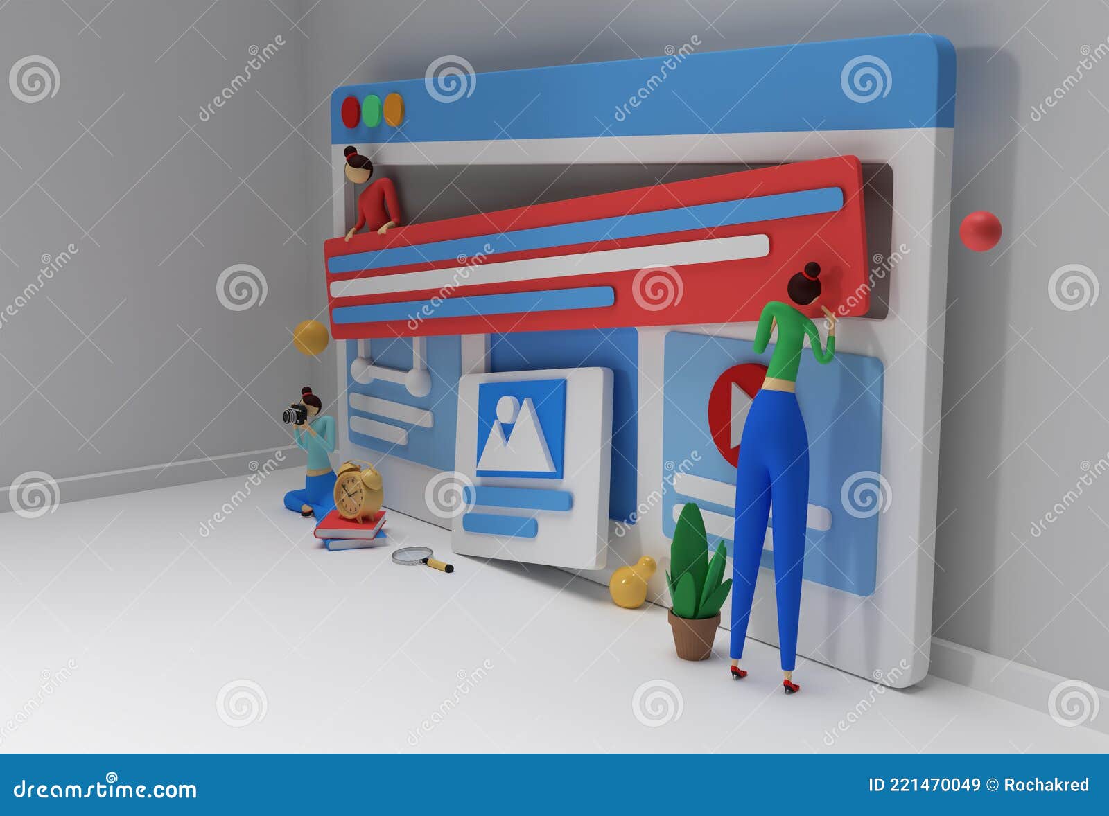 creative 3d render  for web development banner, marketing material, business presentation, online advertising