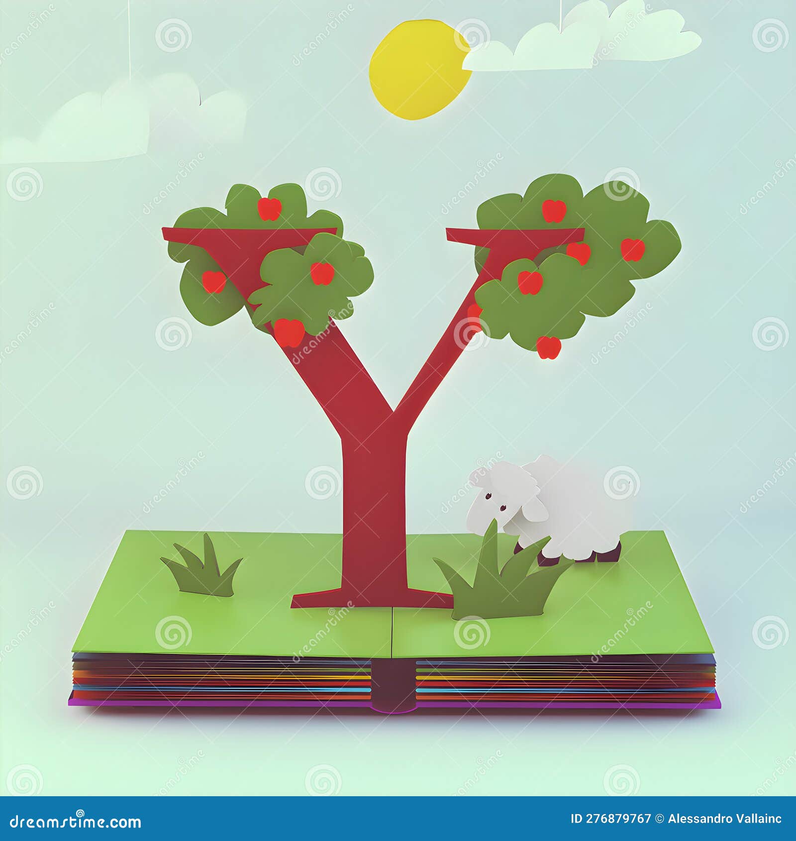 Tree letter N. Tree in shaped of letter N, 3D rendering isolated