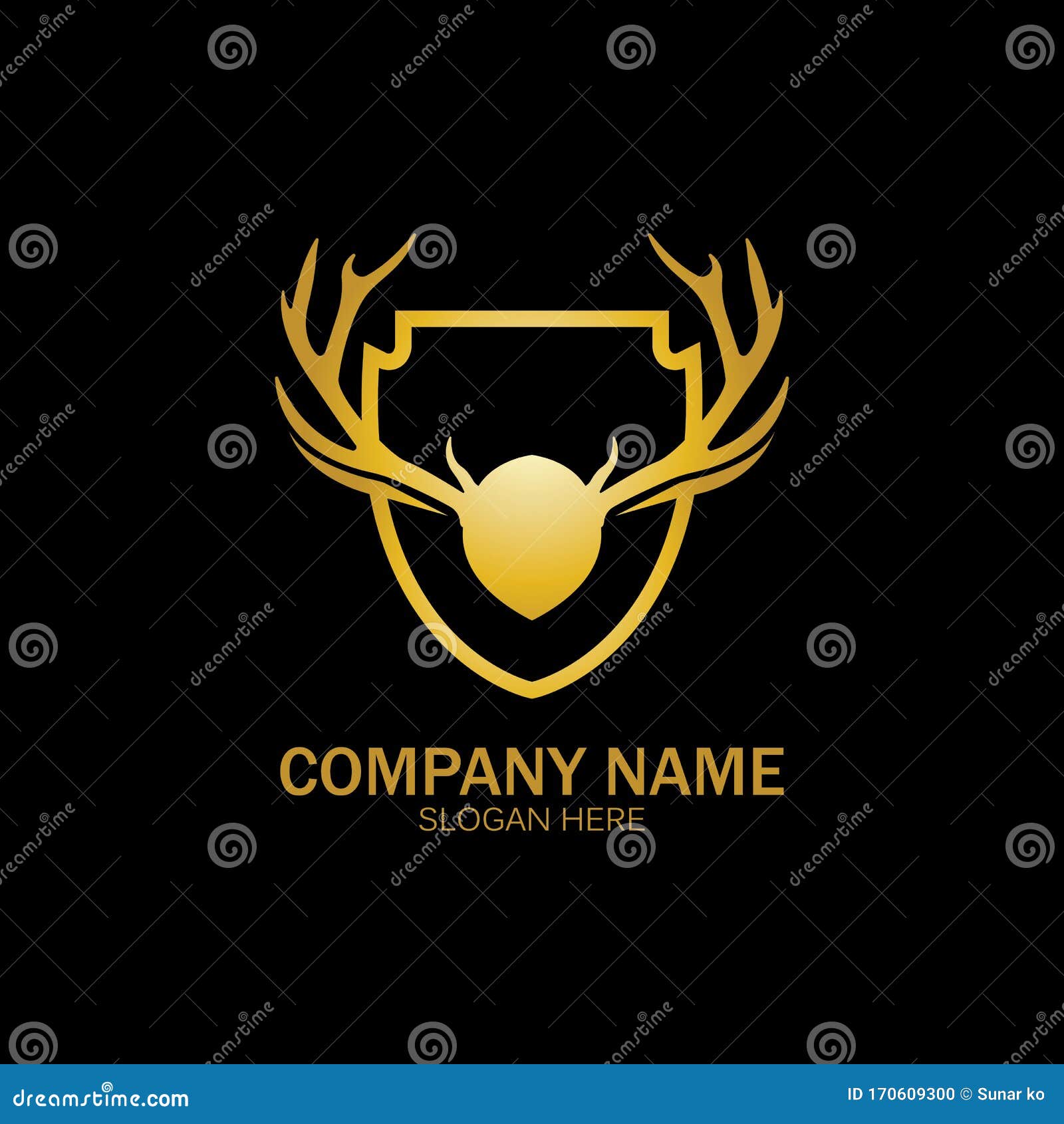 creative deer golden shield logo    