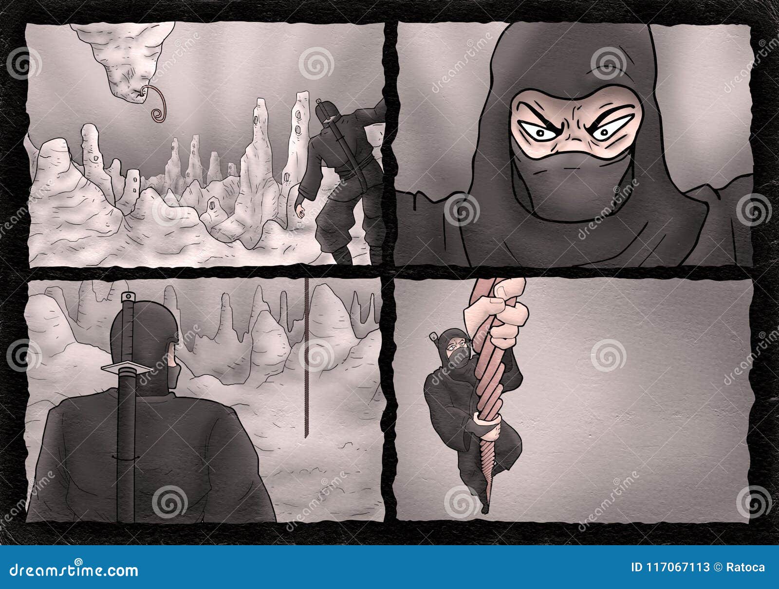Ninja Comic Scene Stock Image 63366973
