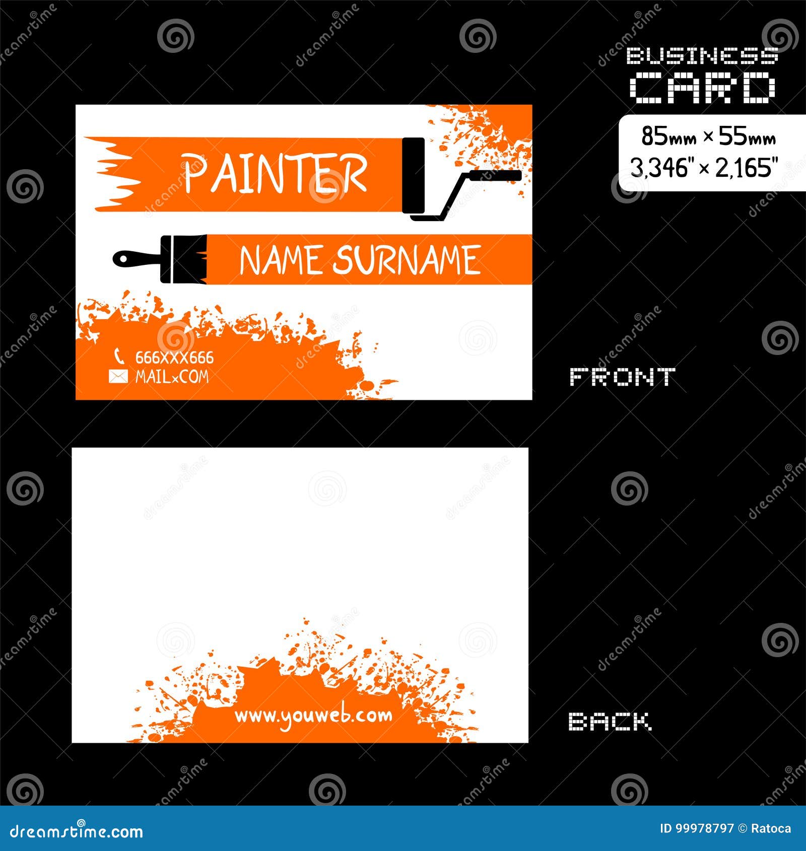 Business Card for Painter Worker Stock Vector Illustration of symbol, construction 99978797