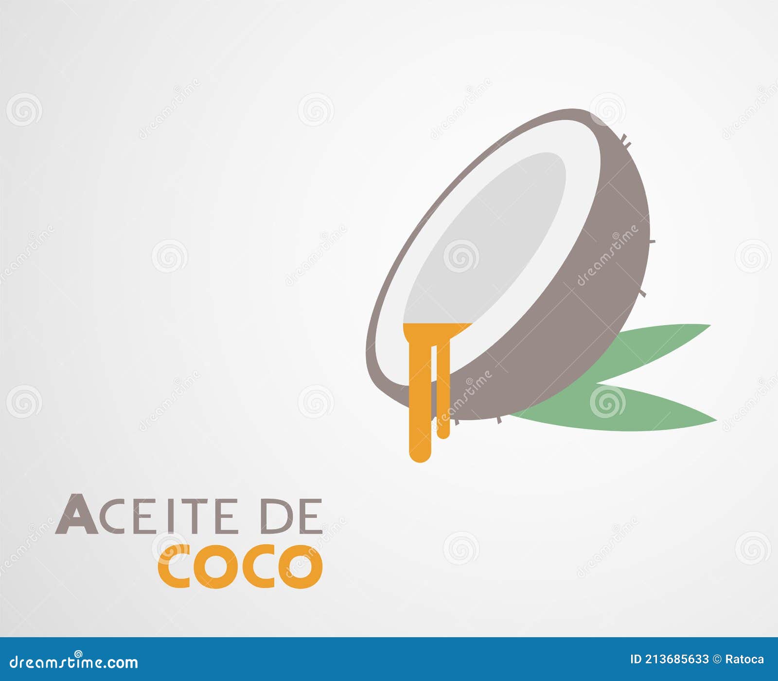 Creative Design of Coconut Oil Illustration, Message in Spanish Stock