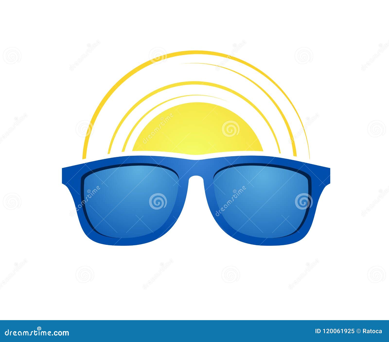 Cool Blue Sunglasses and Sun Stock Vector Illustration of summer