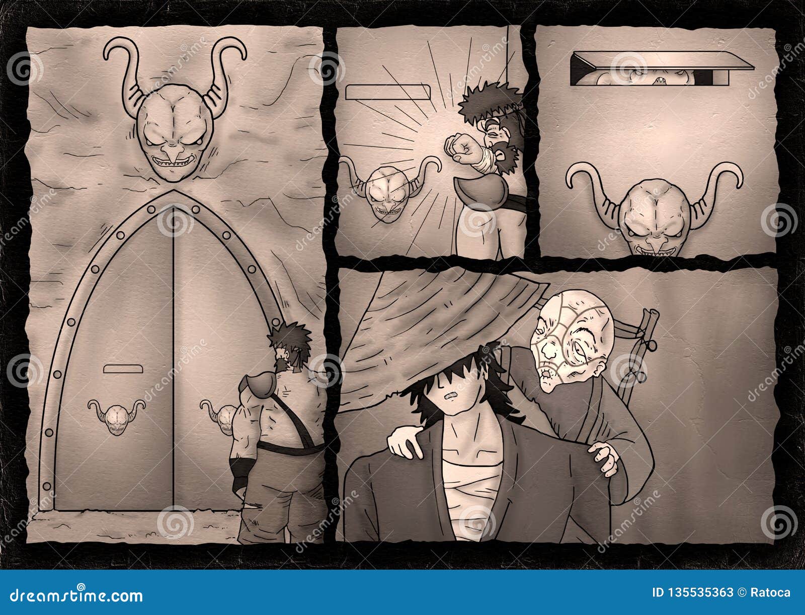 Fantasy comic cavern scene stock illustration. Illustration of ground