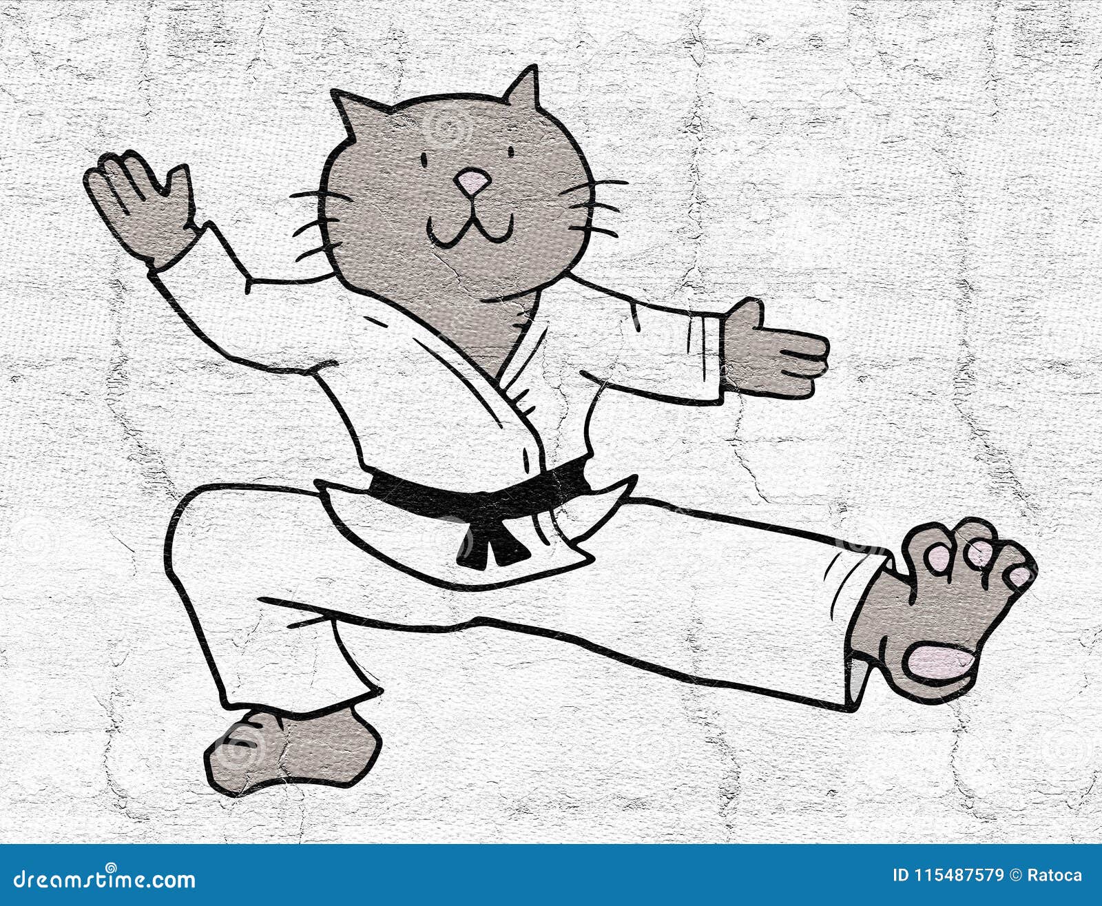 Karate cat stock illustration. Illustration of character 115487579
