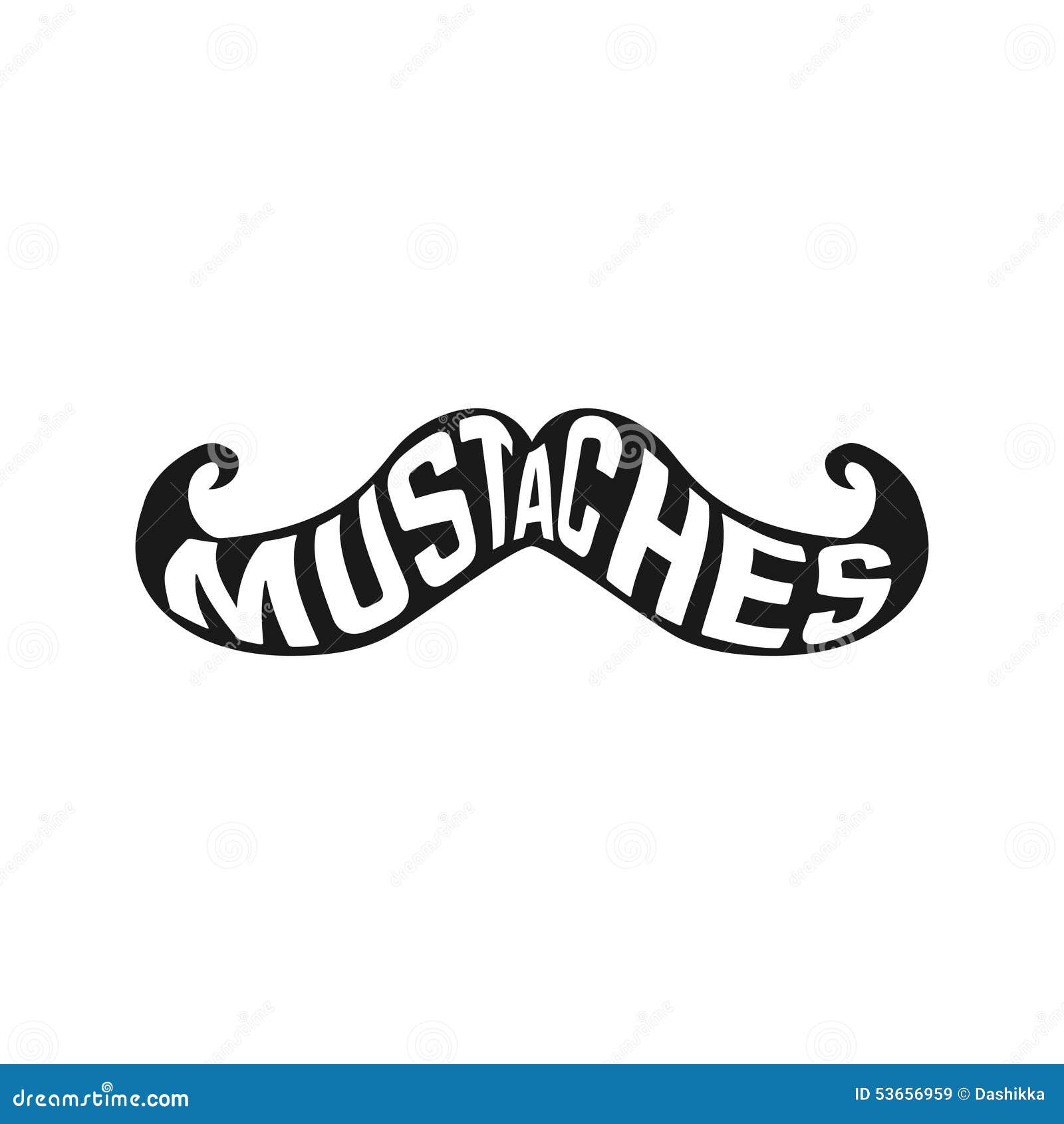 Creative Design of Mustaches Silhouette with Text Inside Isolated Black on White Background