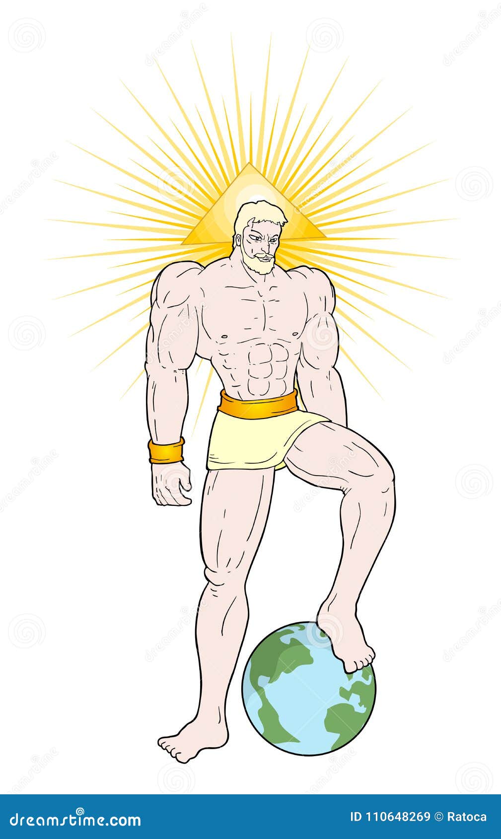 Powerful god draw stock vector. Illustration of muscular - 110648269