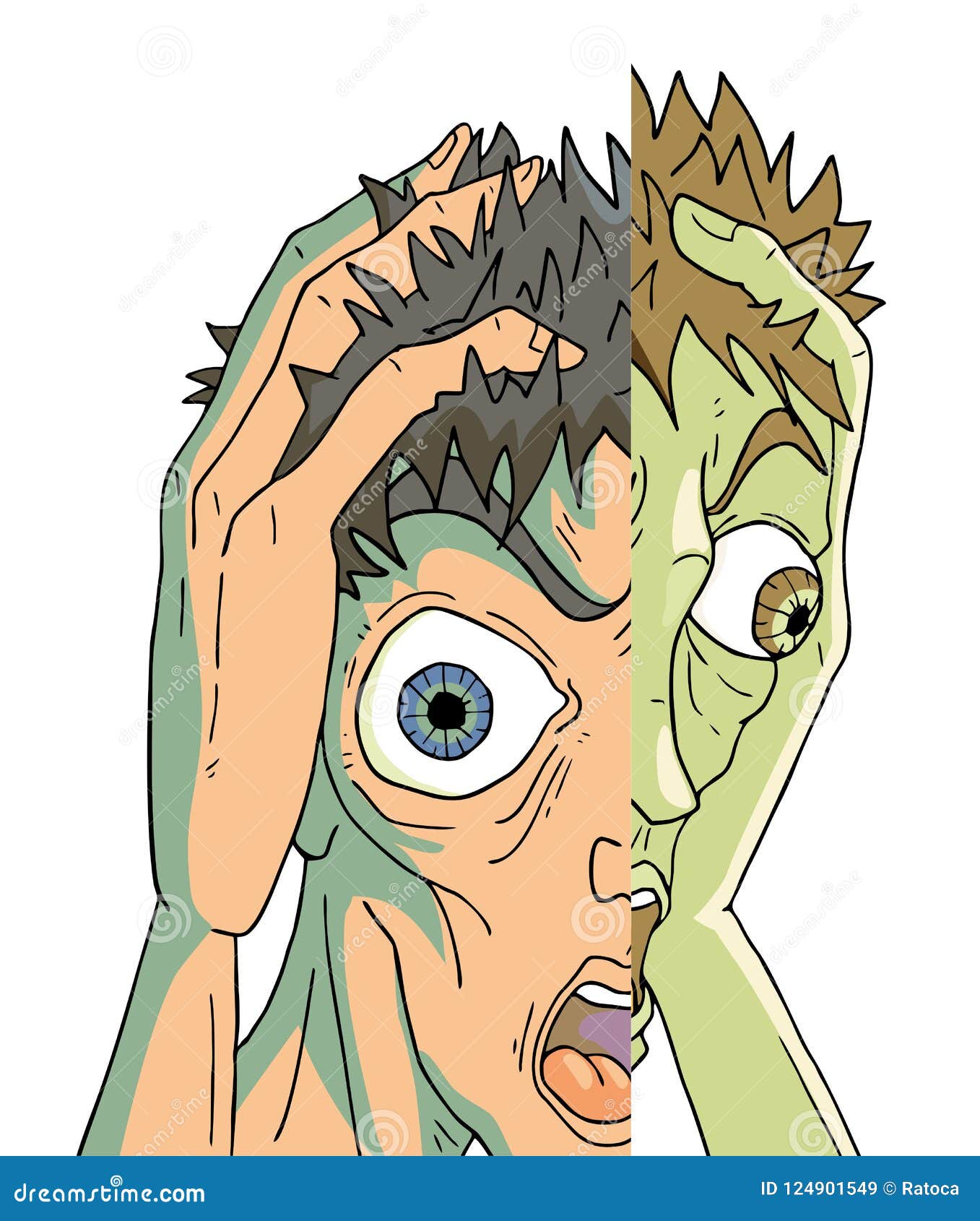 Schizophrenia Man Expression Stock Vector Illustration of health