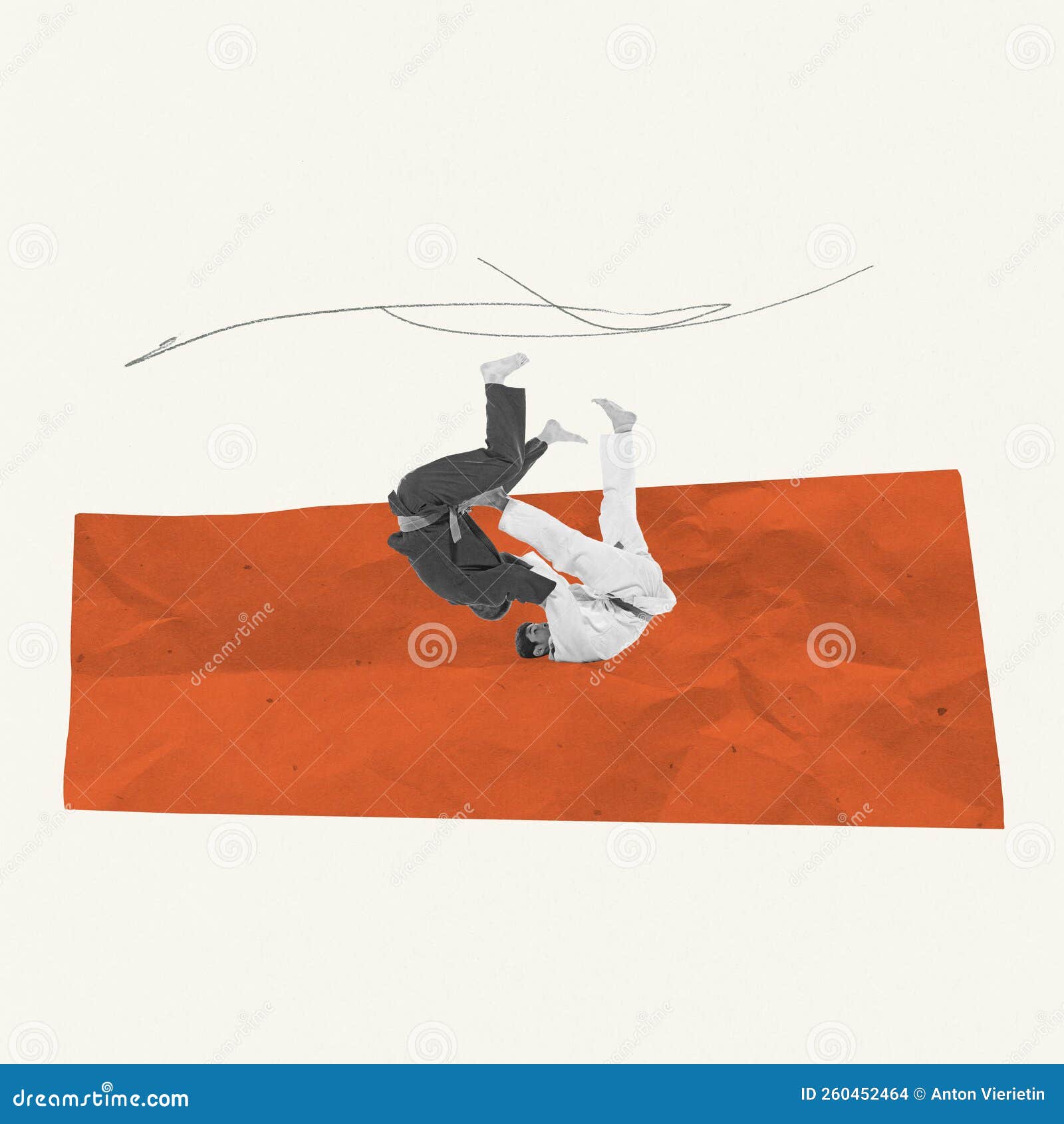 Creative Design. Two Men, Professional Judo Athletes Training