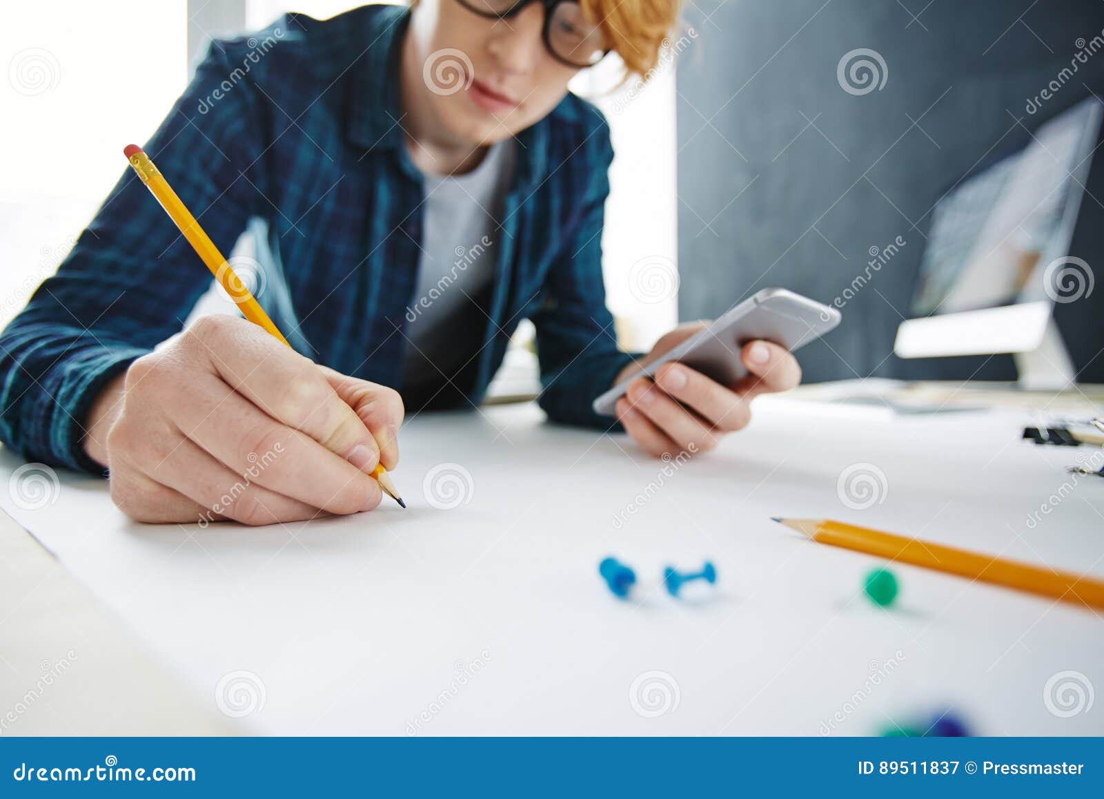 Creative Designer Drawing At Desk Stock Image Image Of Engineer